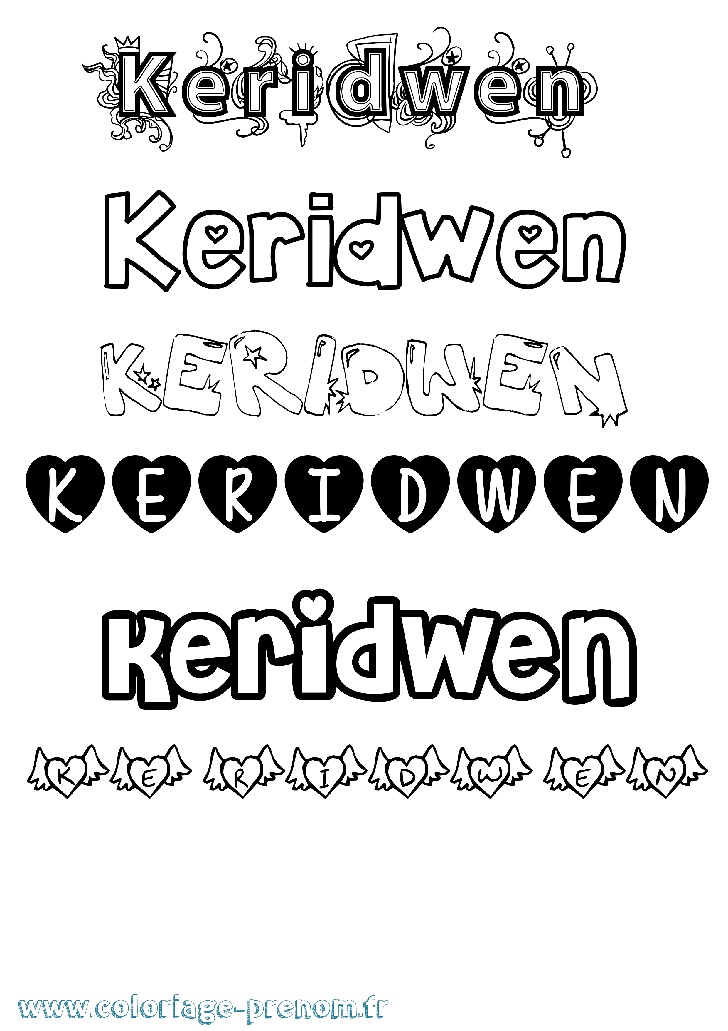 Coloriage Keridwen Girly Coloriage prénom Keridwen Girly
