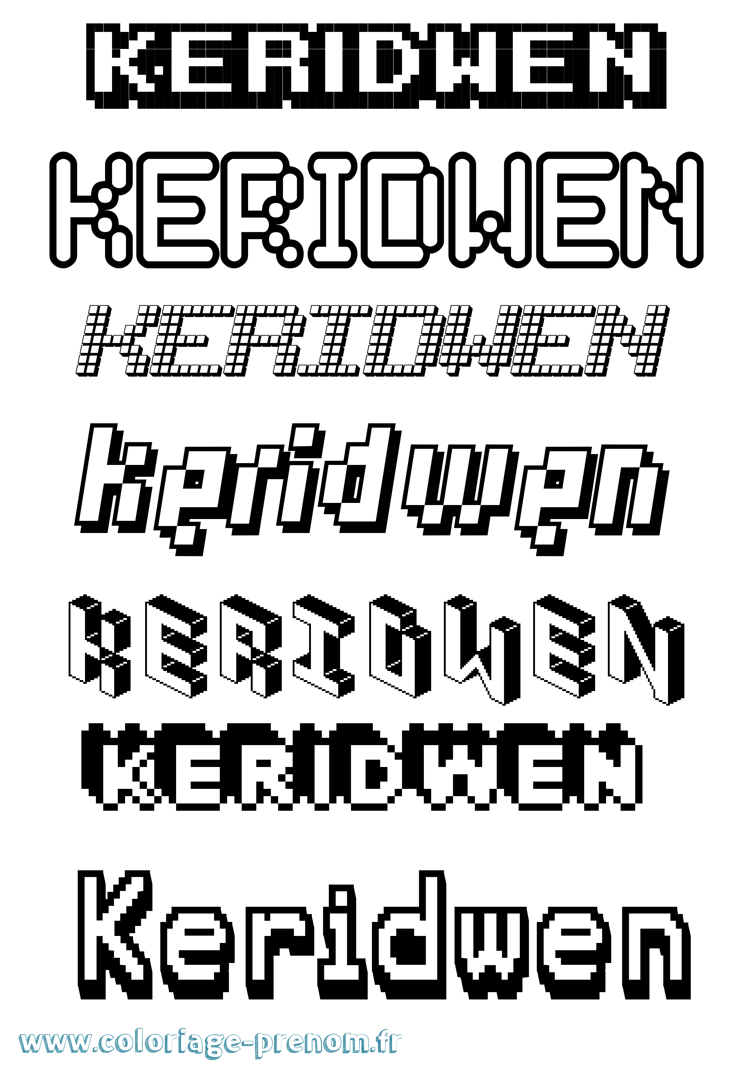 Coloriage Keridwen Pixel Coloriage prénom Keridwen Pixel