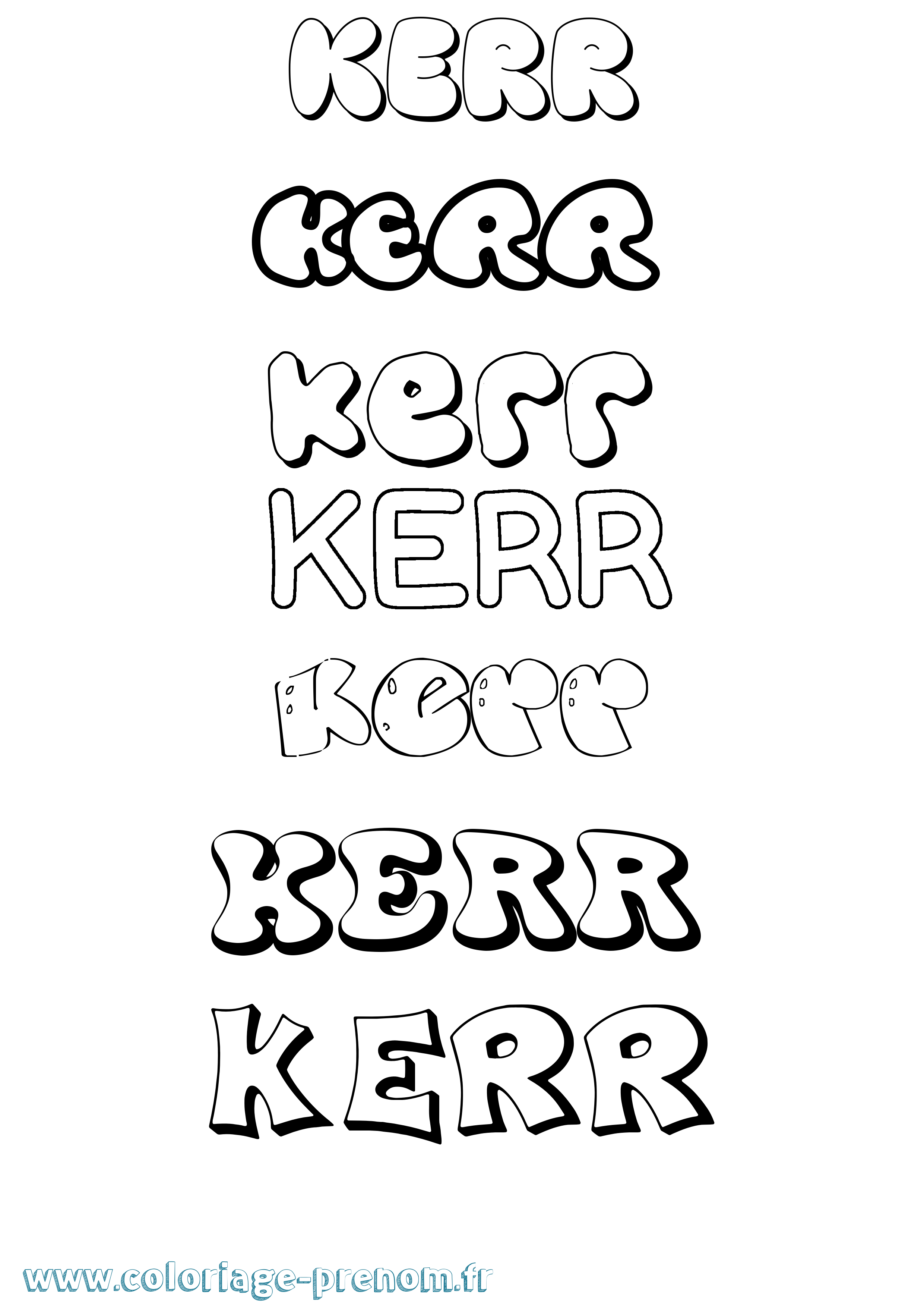 Coloriage Kerr Bubble Coloriage prénom Kerr Bubble