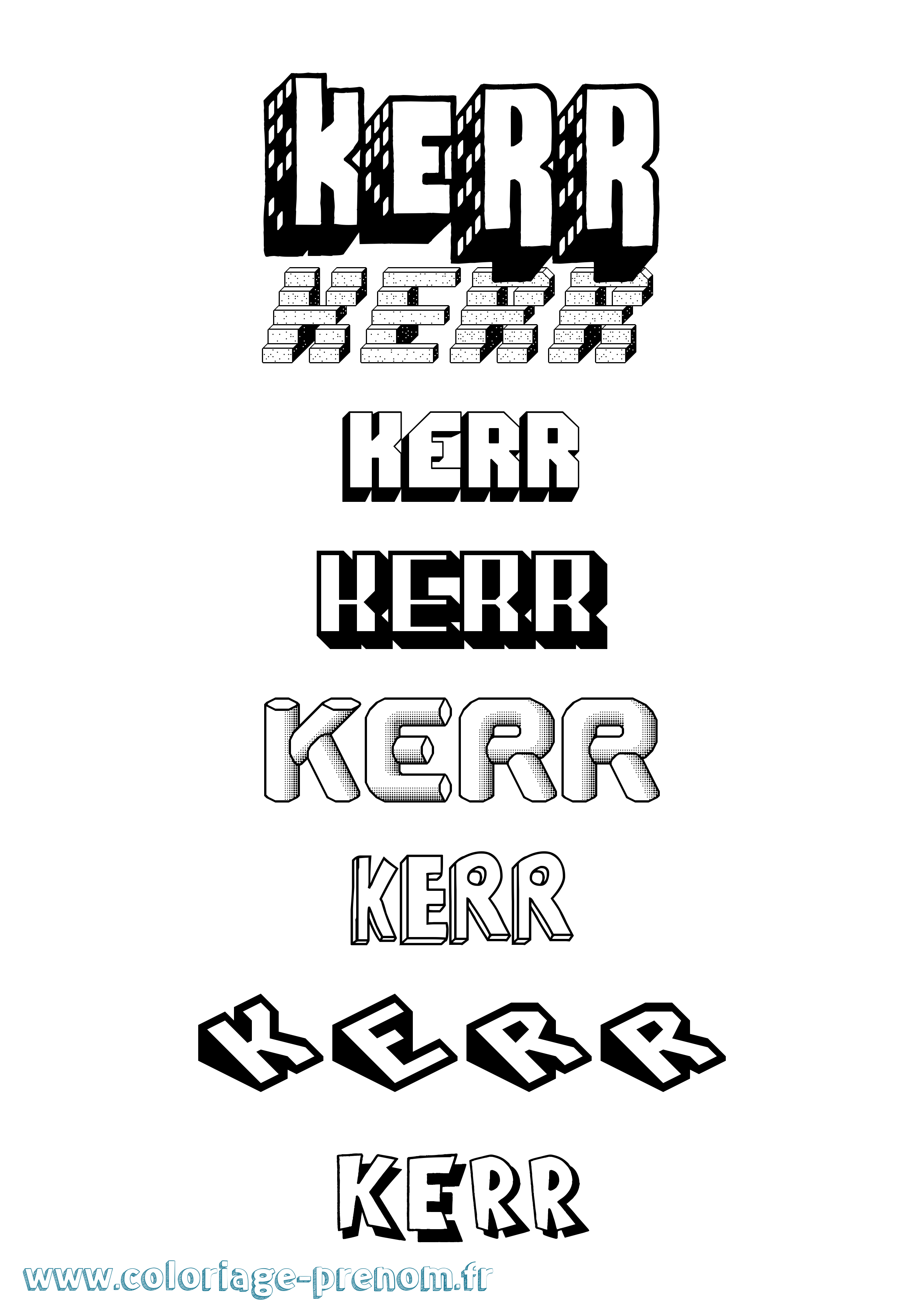 Coloriage Kerr Effet 3D Coloriage prénom Kerr Effet 3D