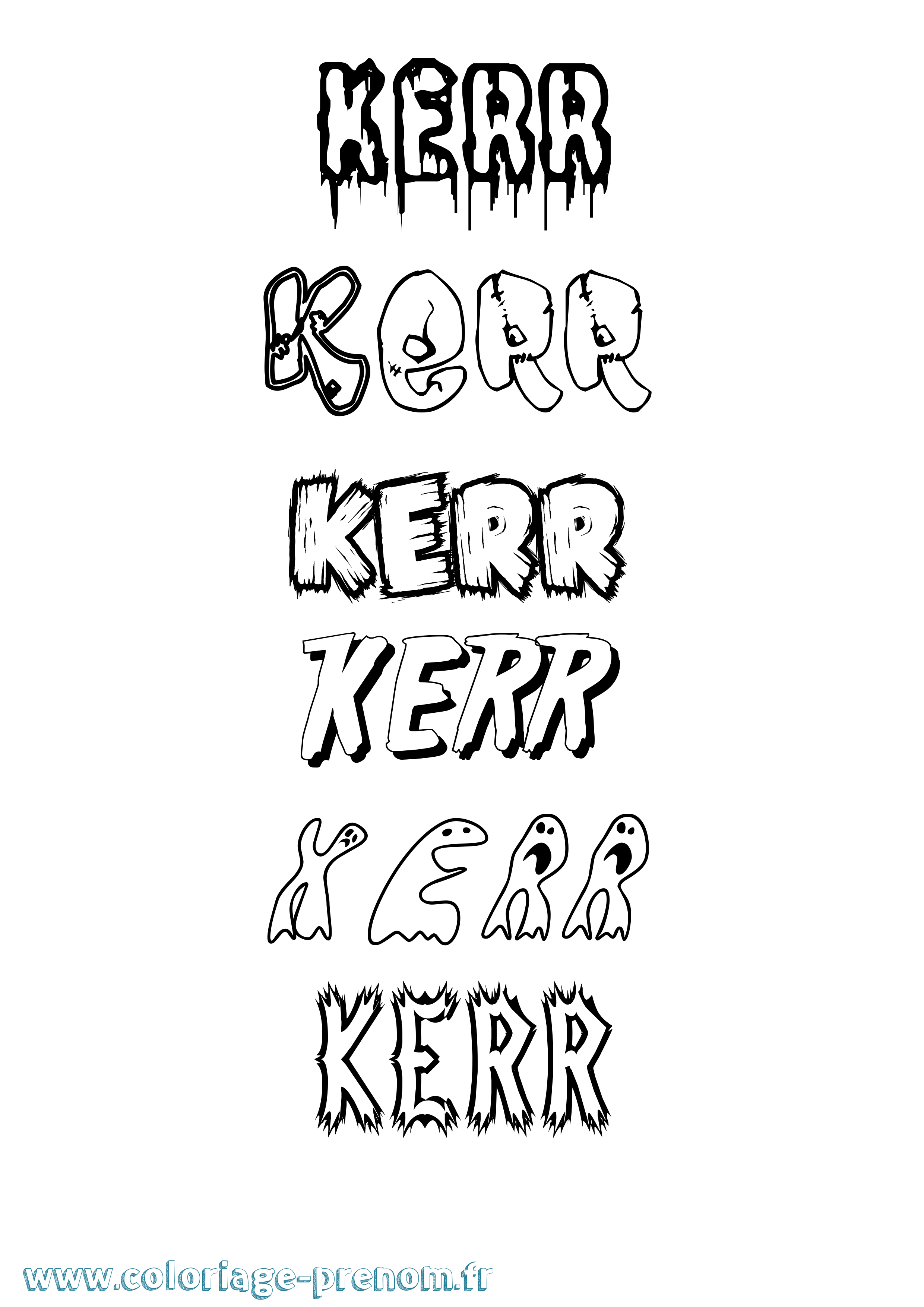 Coloriage Kerr Frisson Coloriage prénom Kerr Frisson