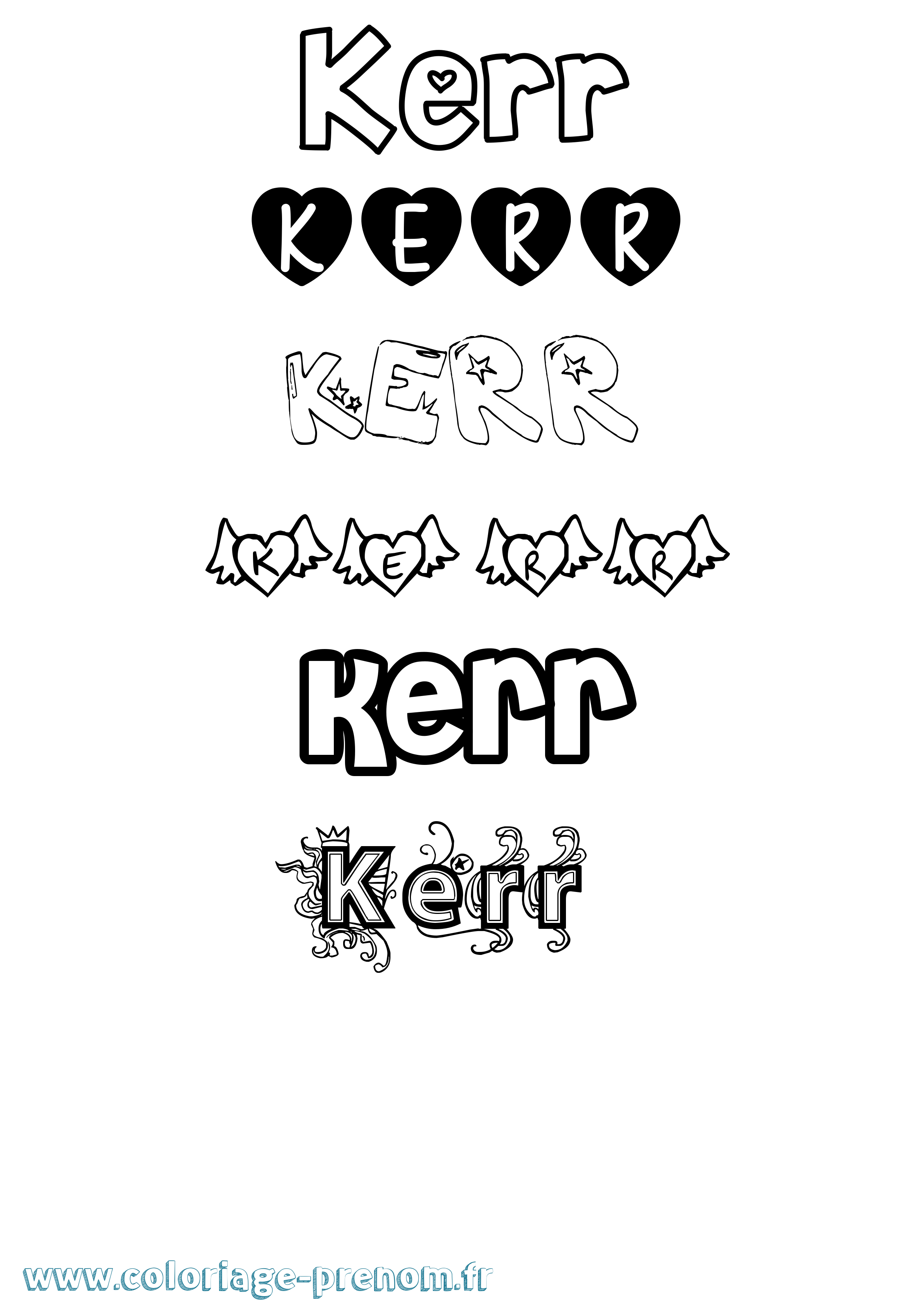 Coloriage Kerr Girly Coloriage prénom Kerr Girly