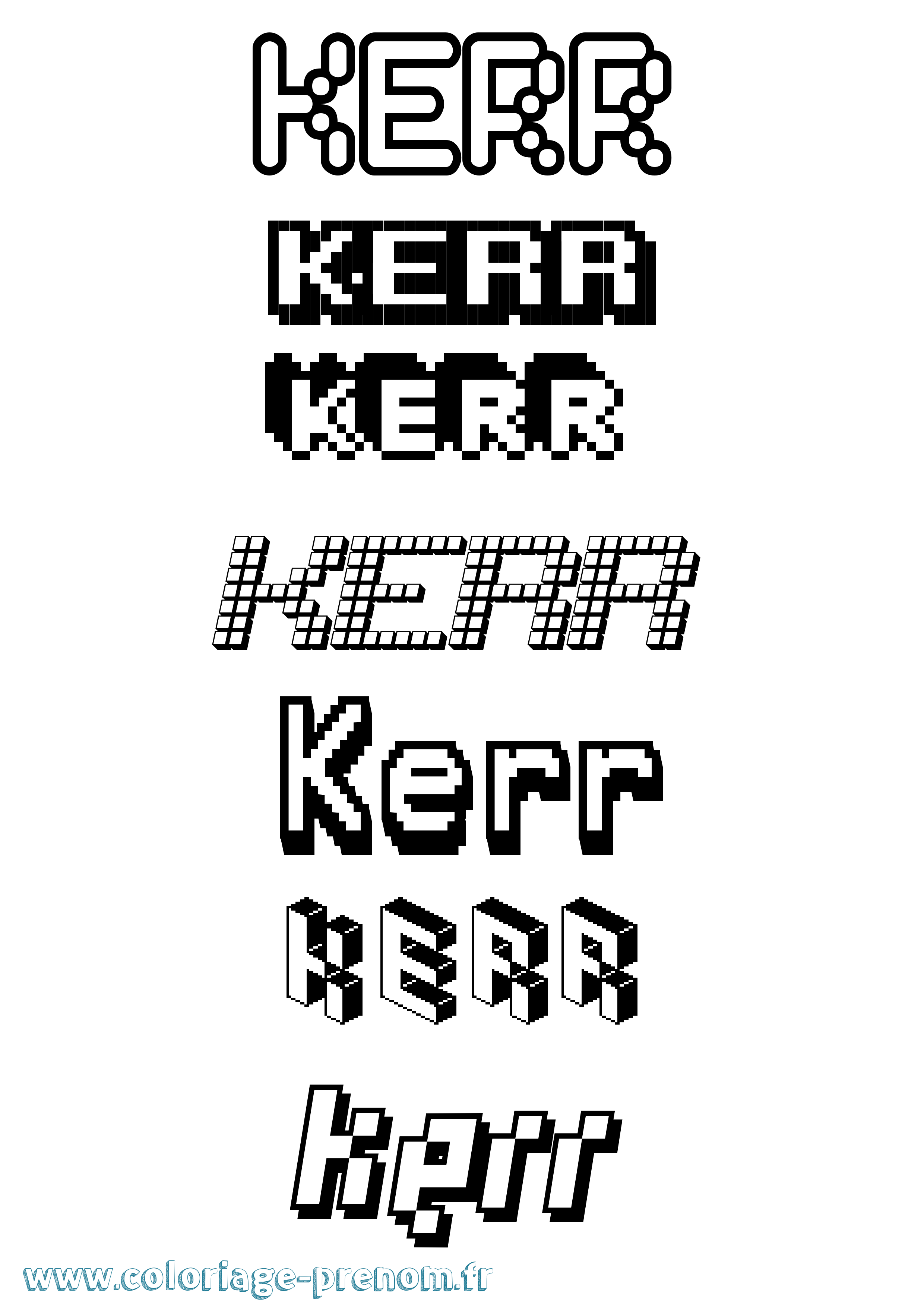 Coloriage Kerr Pixel Coloriage prénom Kerr Pixel