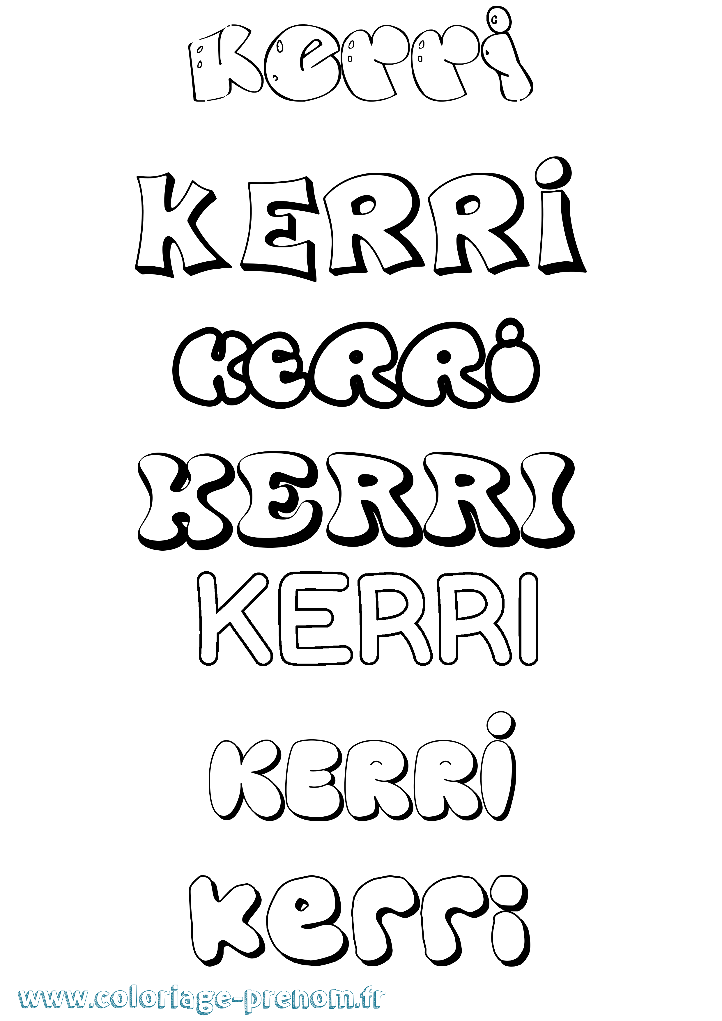 Coloriage Kerri Bubble Coloriage prénom Kerri Bubble