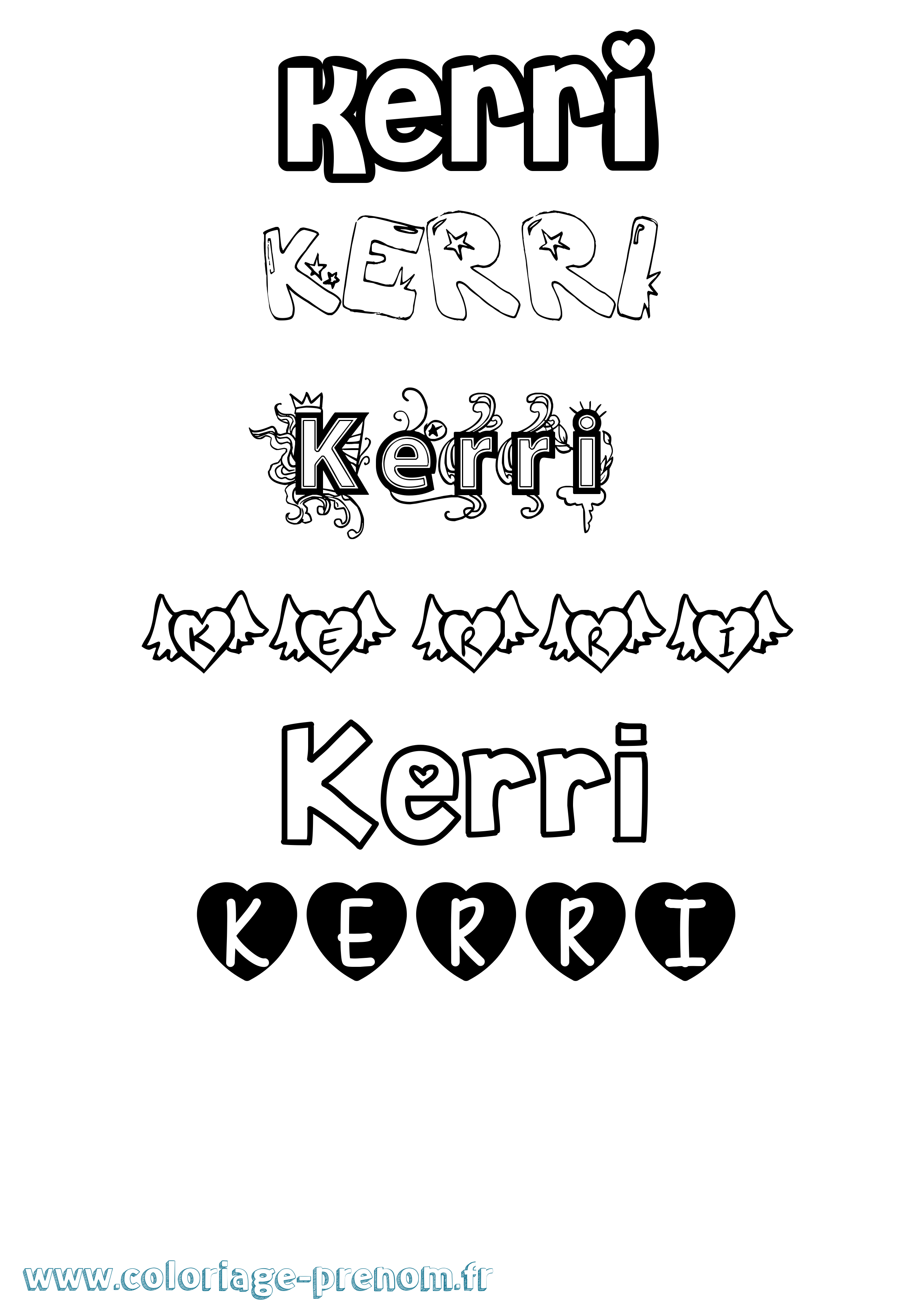 Coloriage Kerri Girly Coloriage prénom Kerri Girly