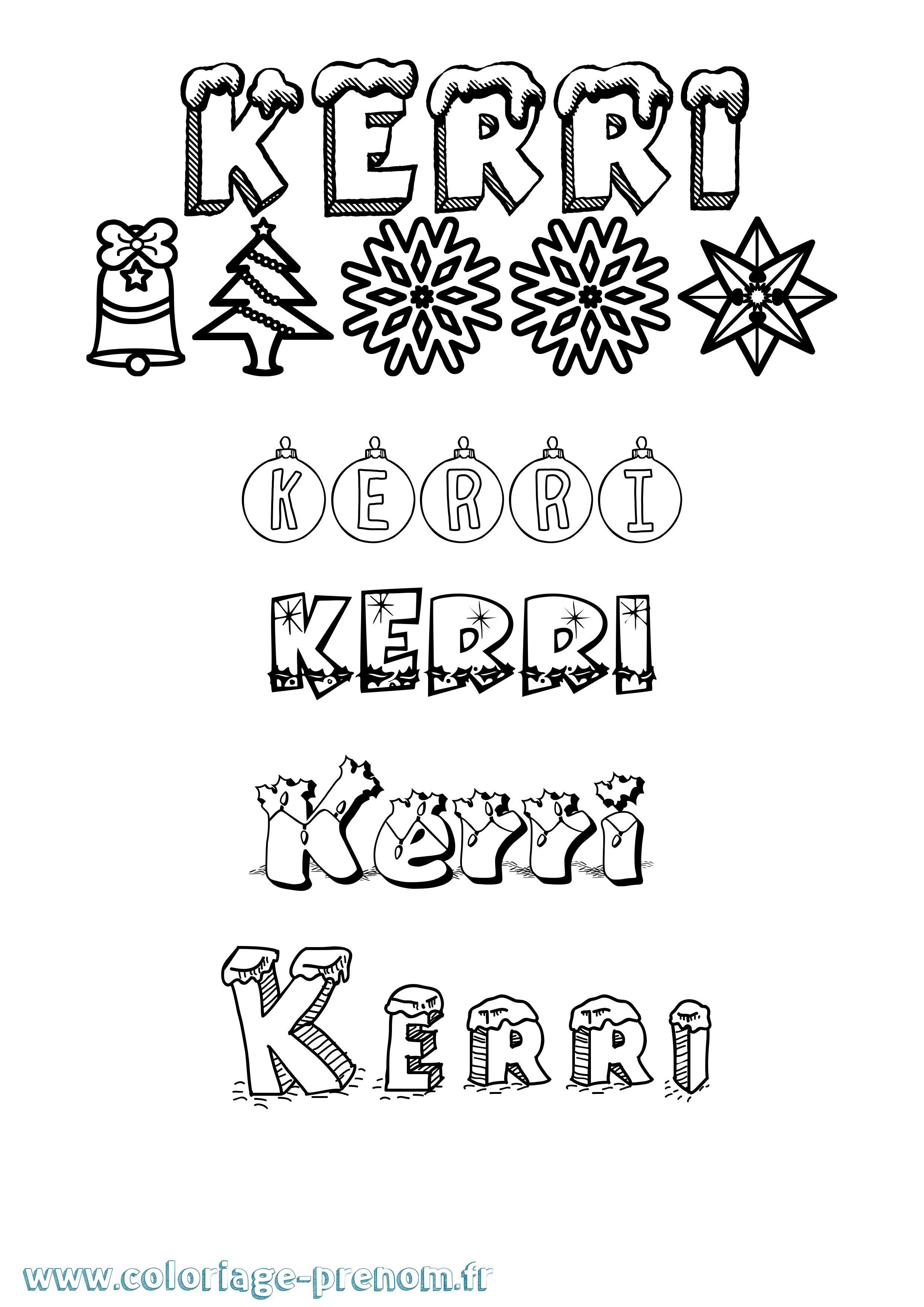 Coloriage Kerri Noël Coloriage prénom Kerri Noël