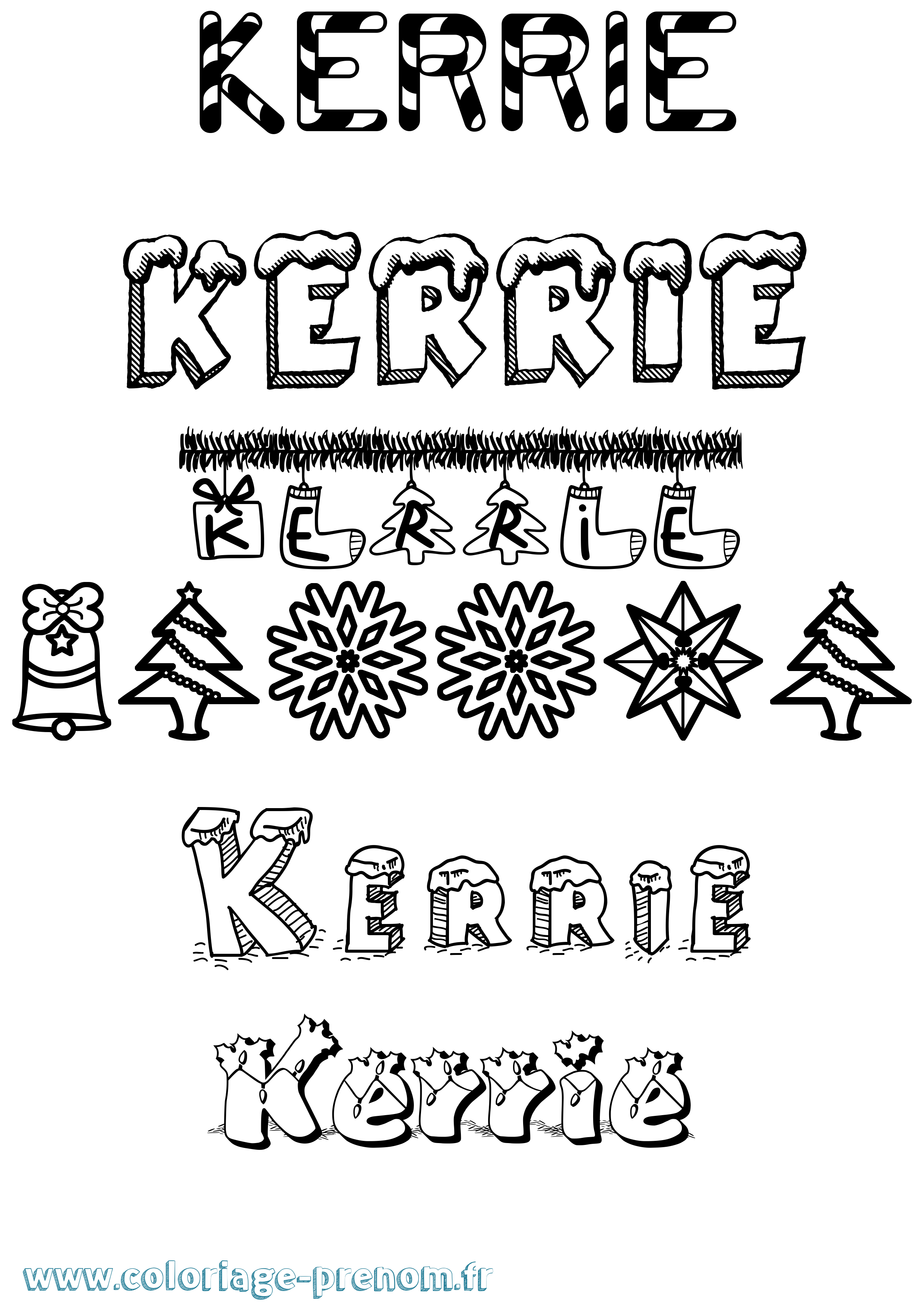 Coloriage Kerrie Noël Coloriage prénom Kerrie Noël