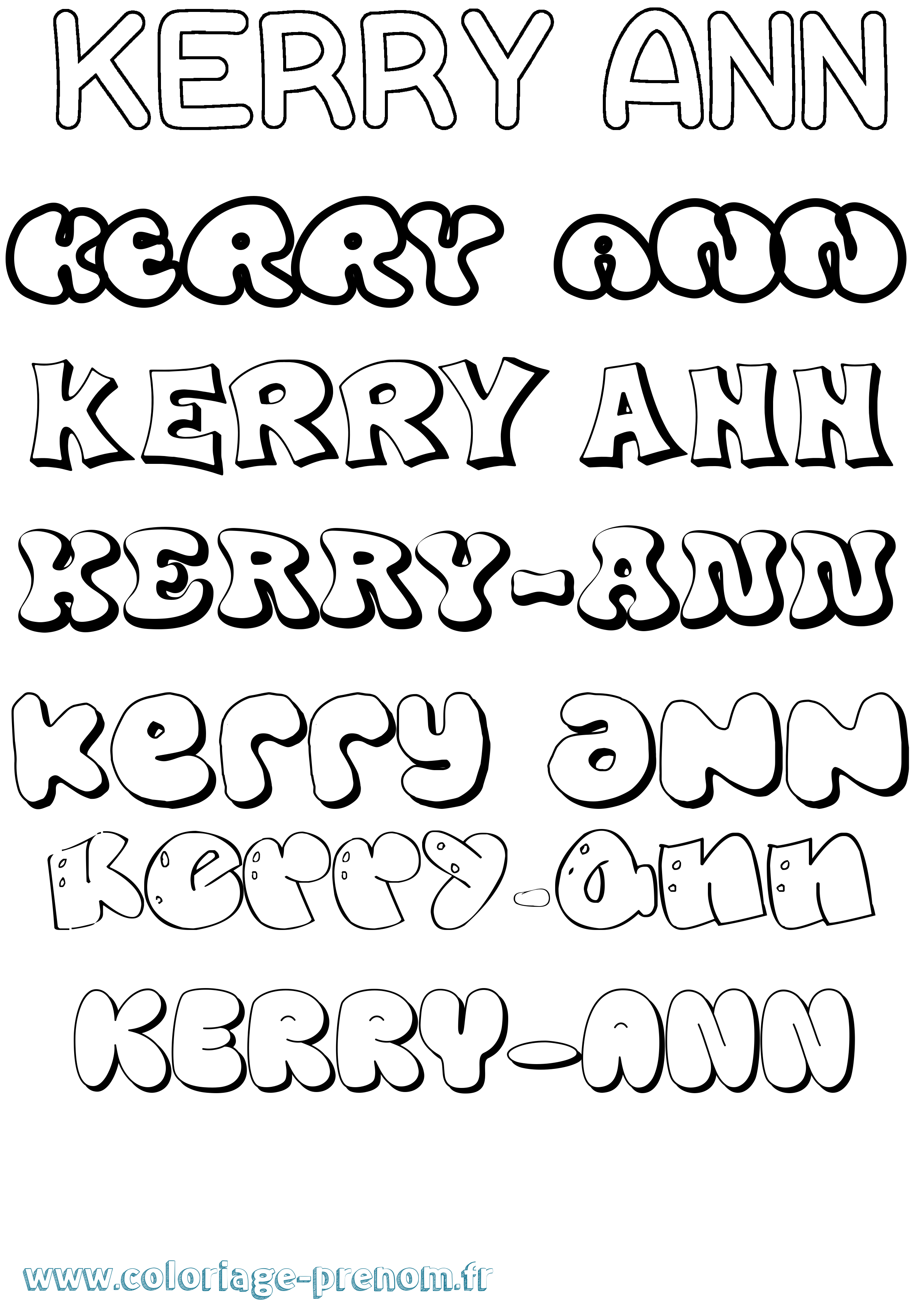 Coloriage Kerry-Ann Bubble Coloriage prénom Kerry-Ann Bubble