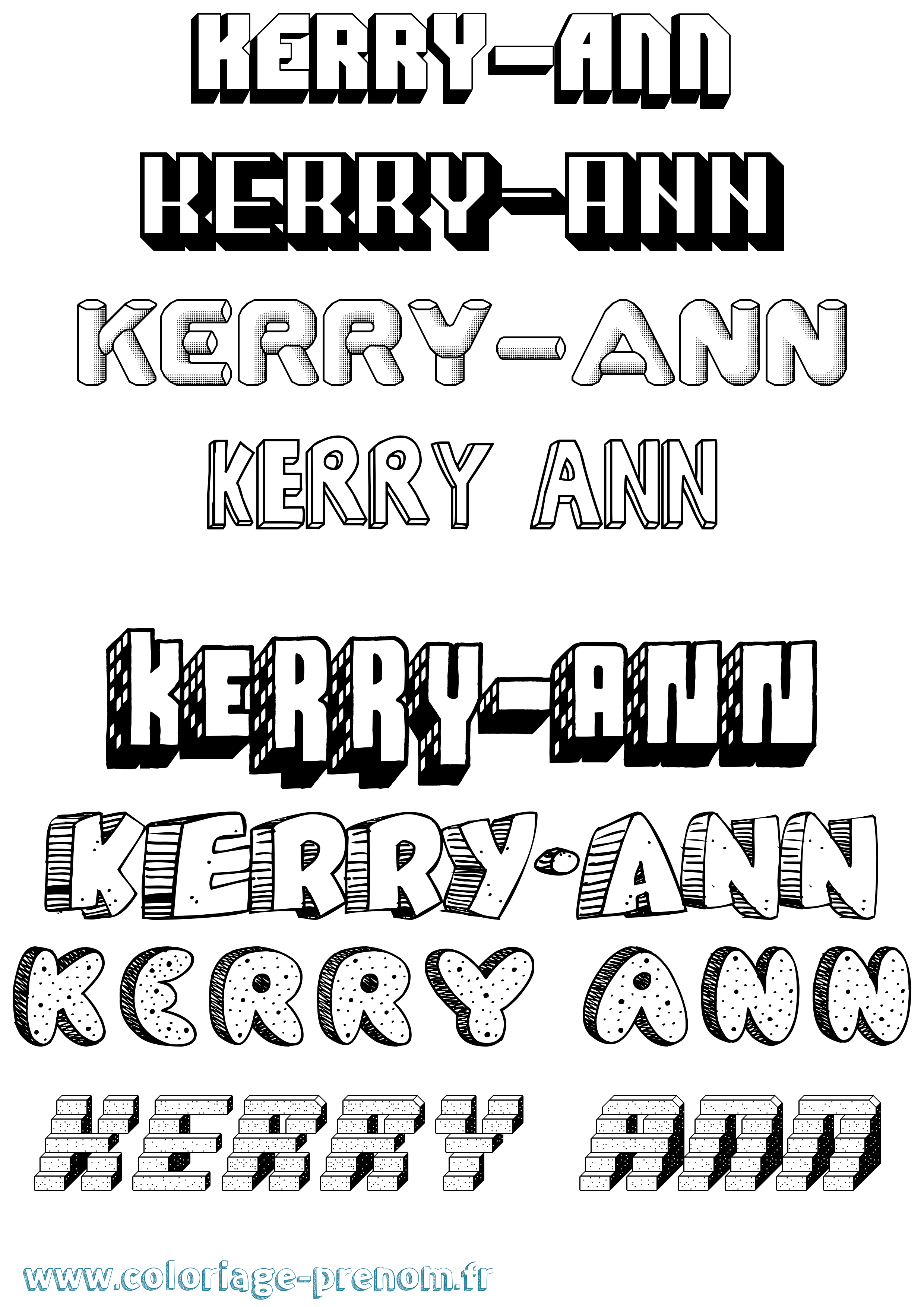 Coloriage Kerry-Ann Effet 3D Coloriage prénom Kerry-Ann Effet 3D