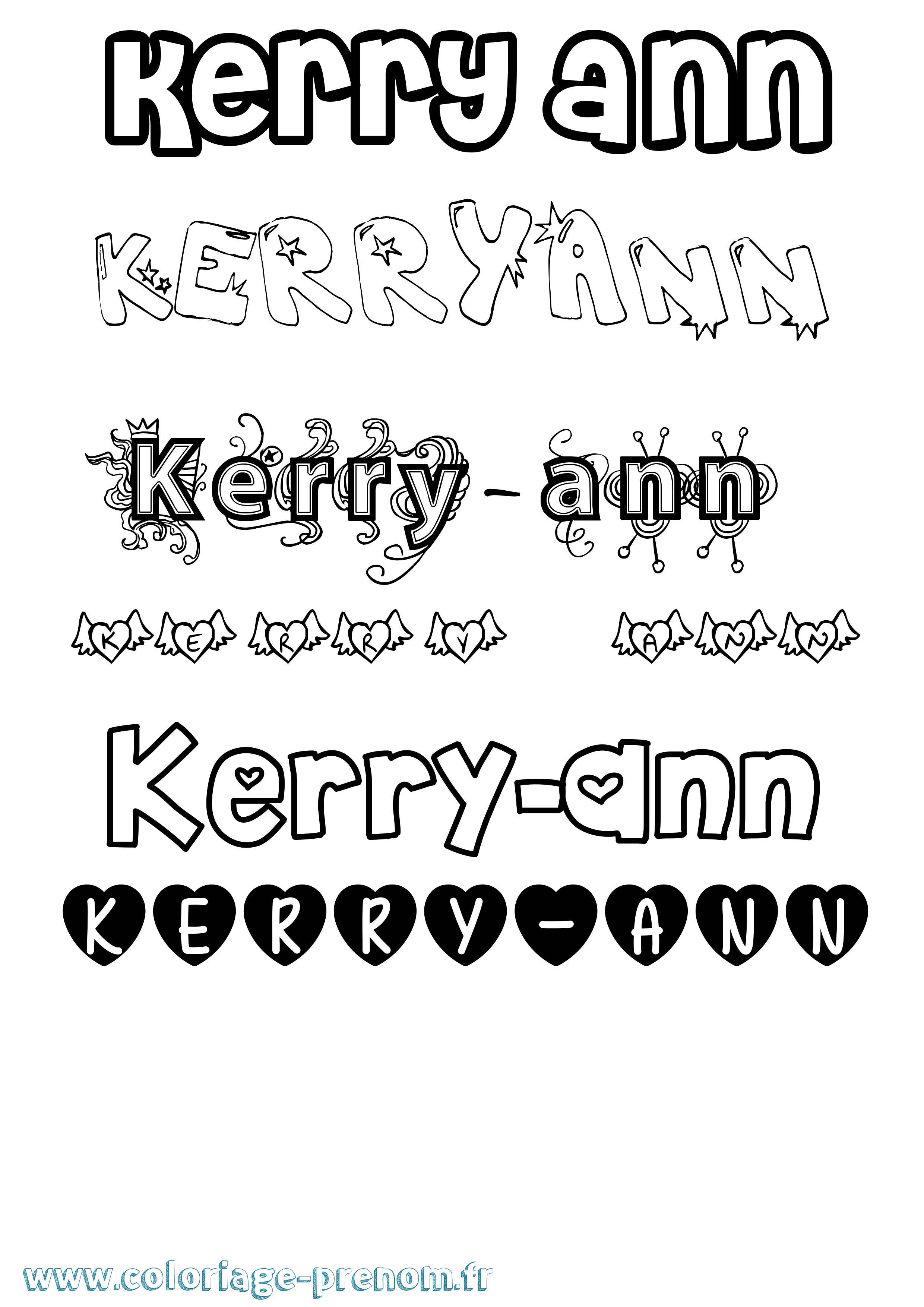 Coloriage Kerry-Ann Girly Coloriage prénom Kerry-Ann Girly