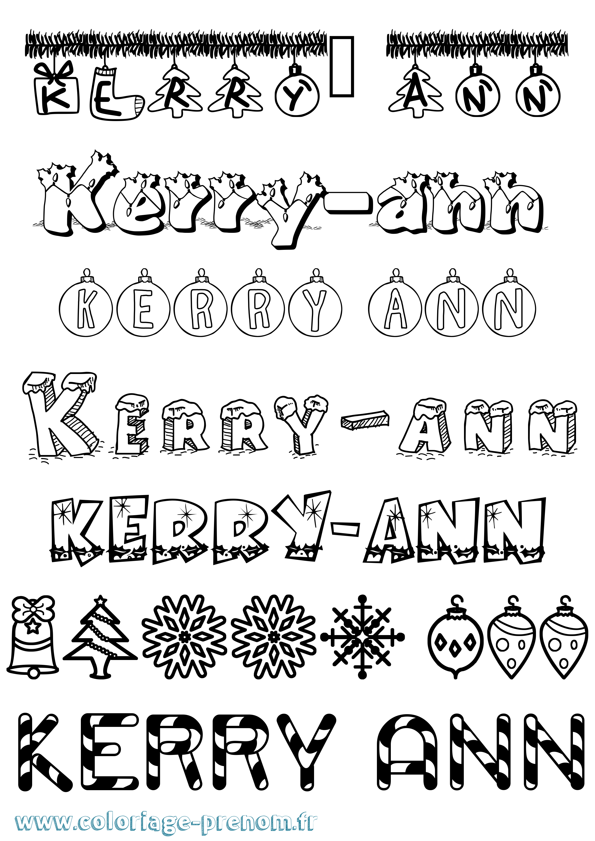 Coloriage Kerry-Ann Noël Coloriage prénom Kerry-Ann Noël