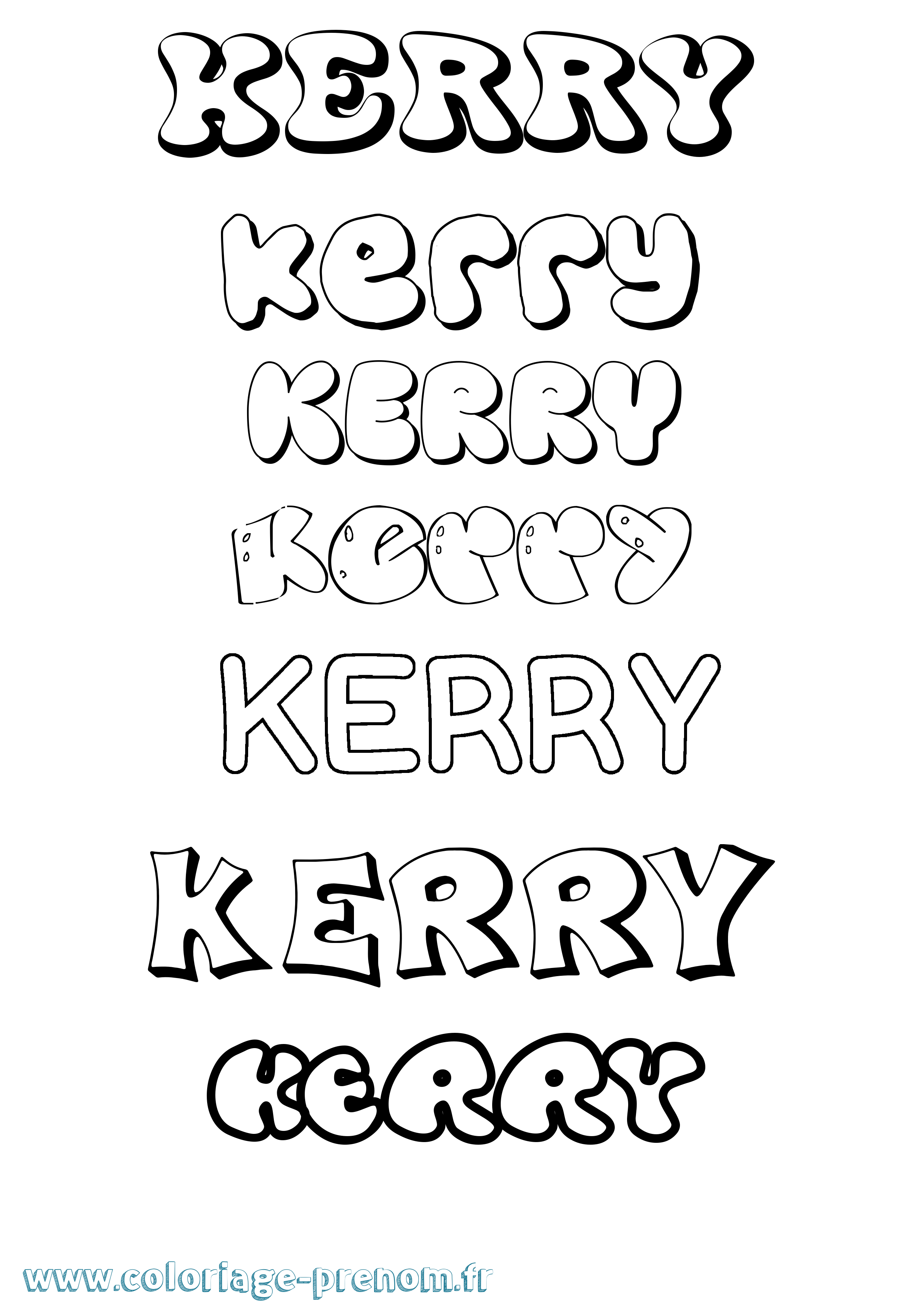 Coloriage Kerry Bubble Coloriage prénom Kerry Bubble