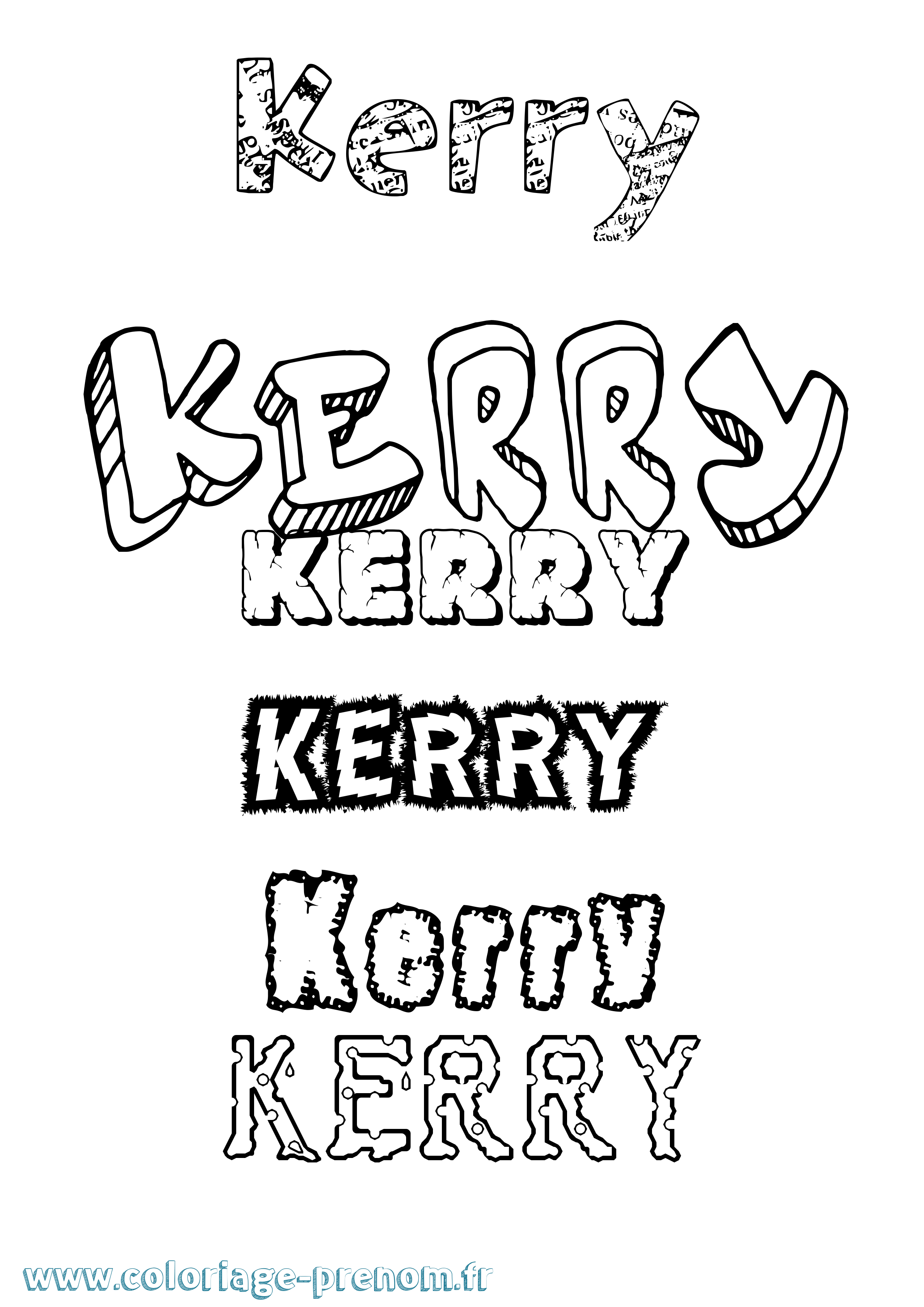 Coloriage Kerry Destructuré Coloriage prénom Kerry Destructuré