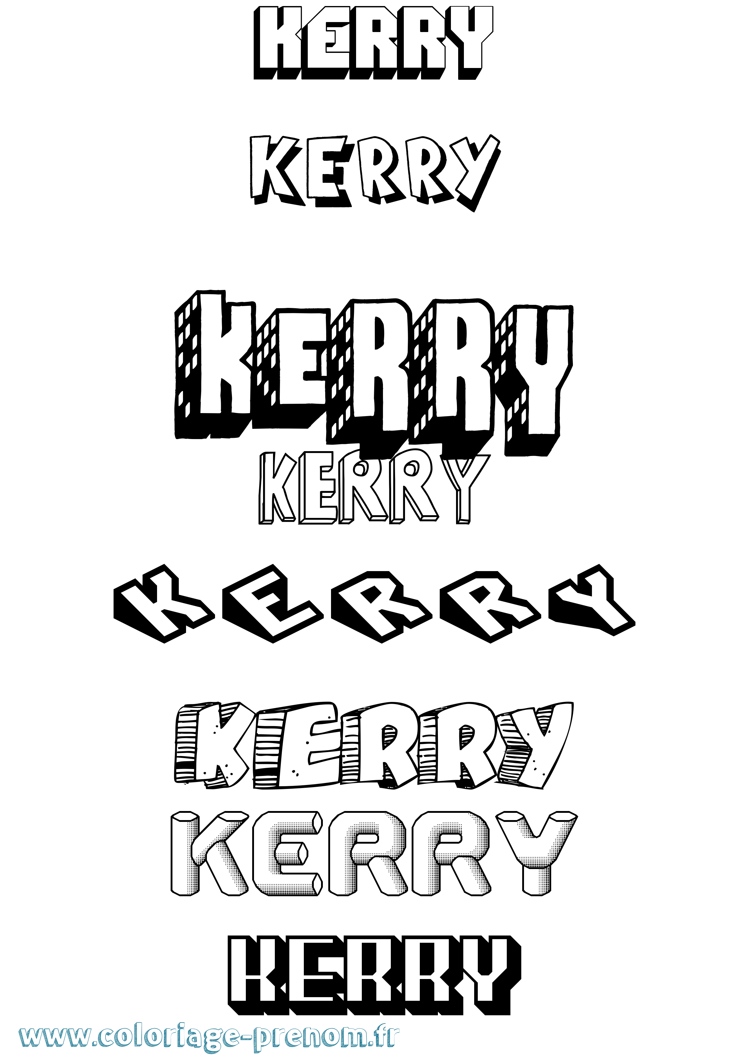 Coloriage Kerry Effet 3D Coloriage prénom Kerry Effet 3D