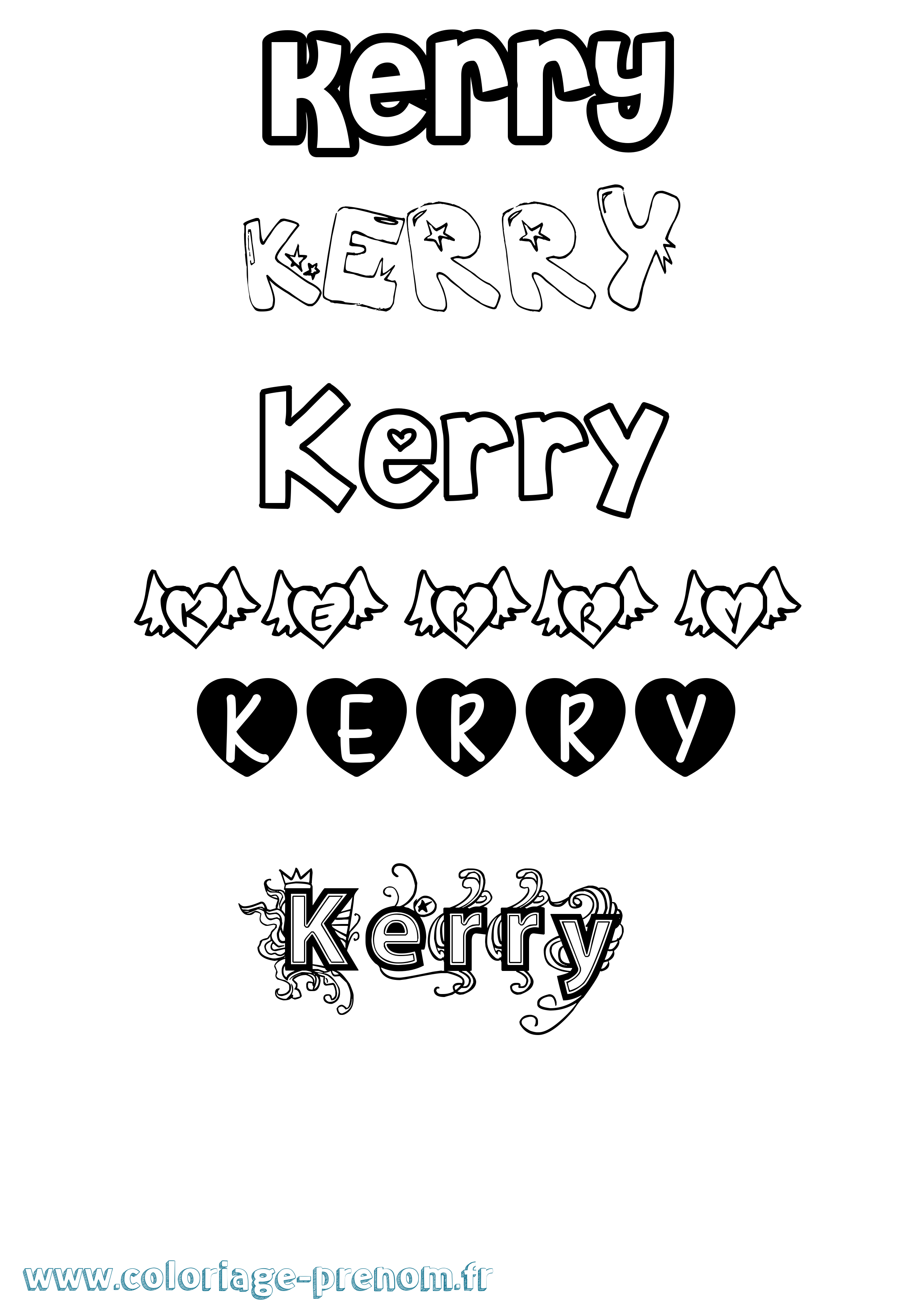 Coloriage Kerry Girly Coloriage prénom Kerry Girly