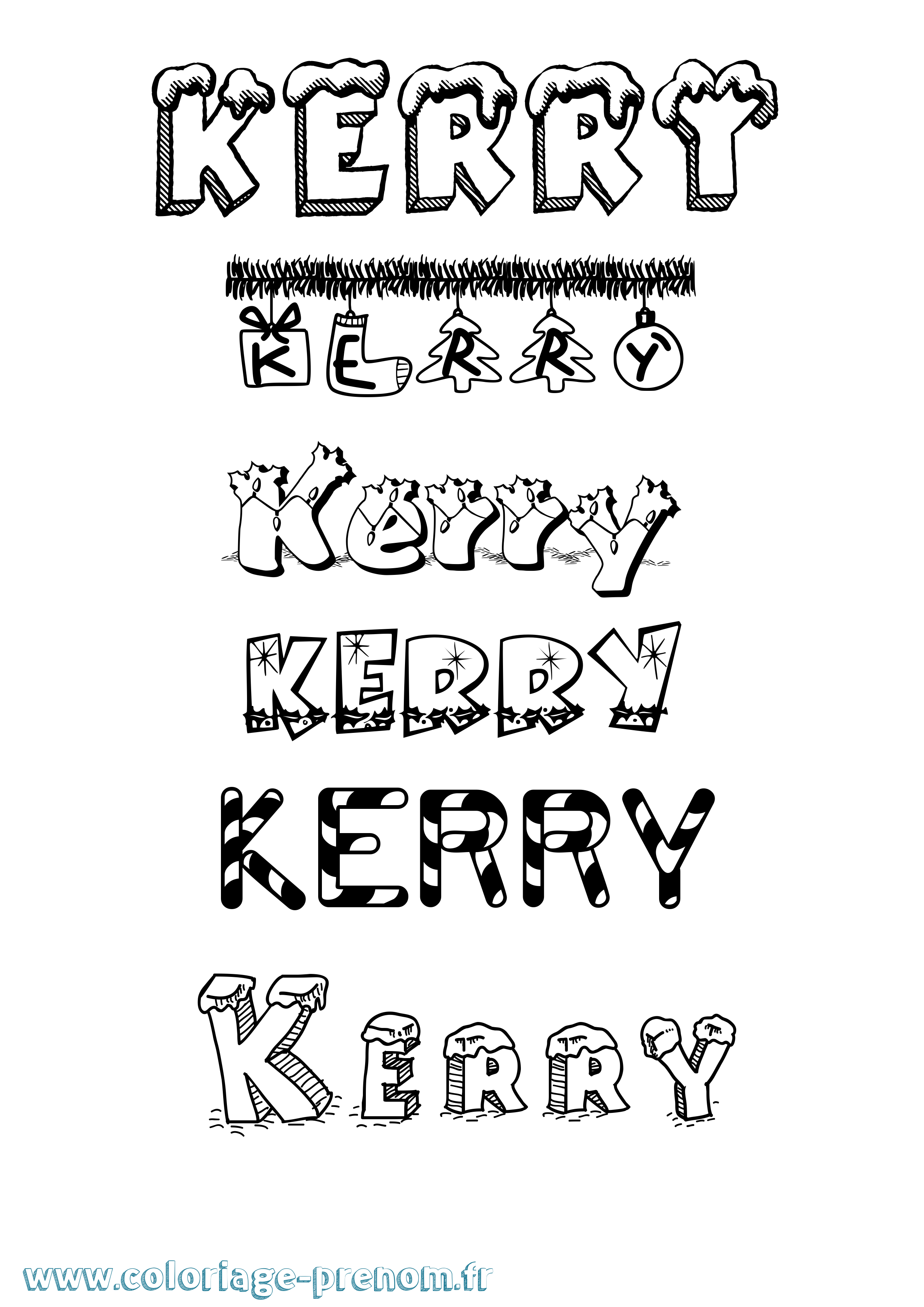 Coloriage Kerry Noël Coloriage prénom Kerry Noël