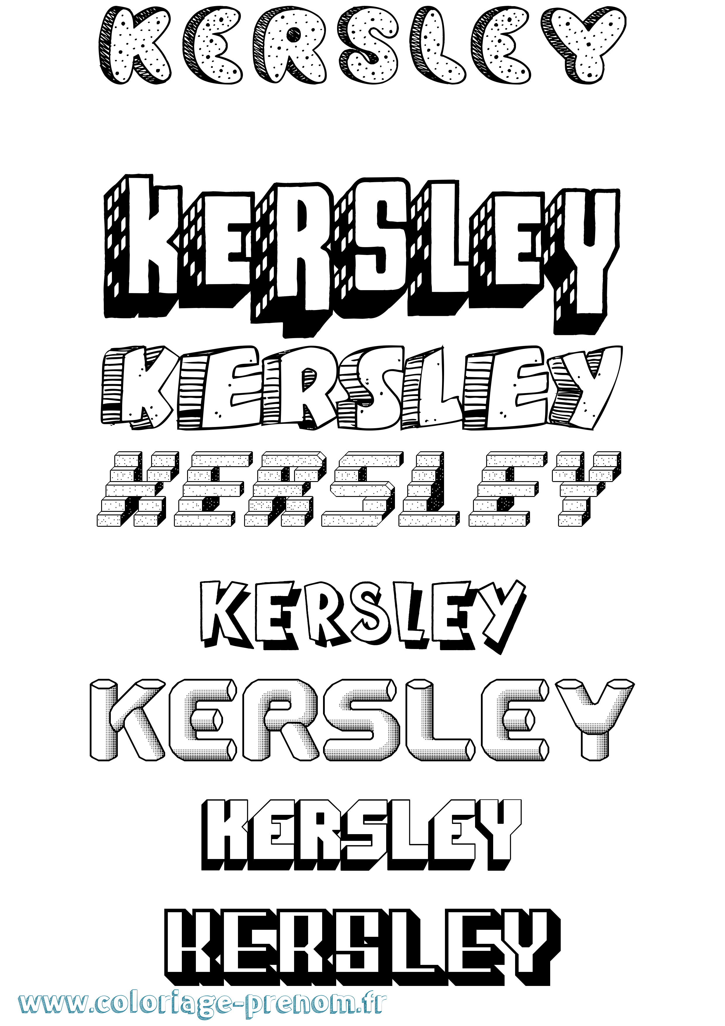 Coloriage Kersley Effet 3D Coloriage prénom Kersley Effet 3D