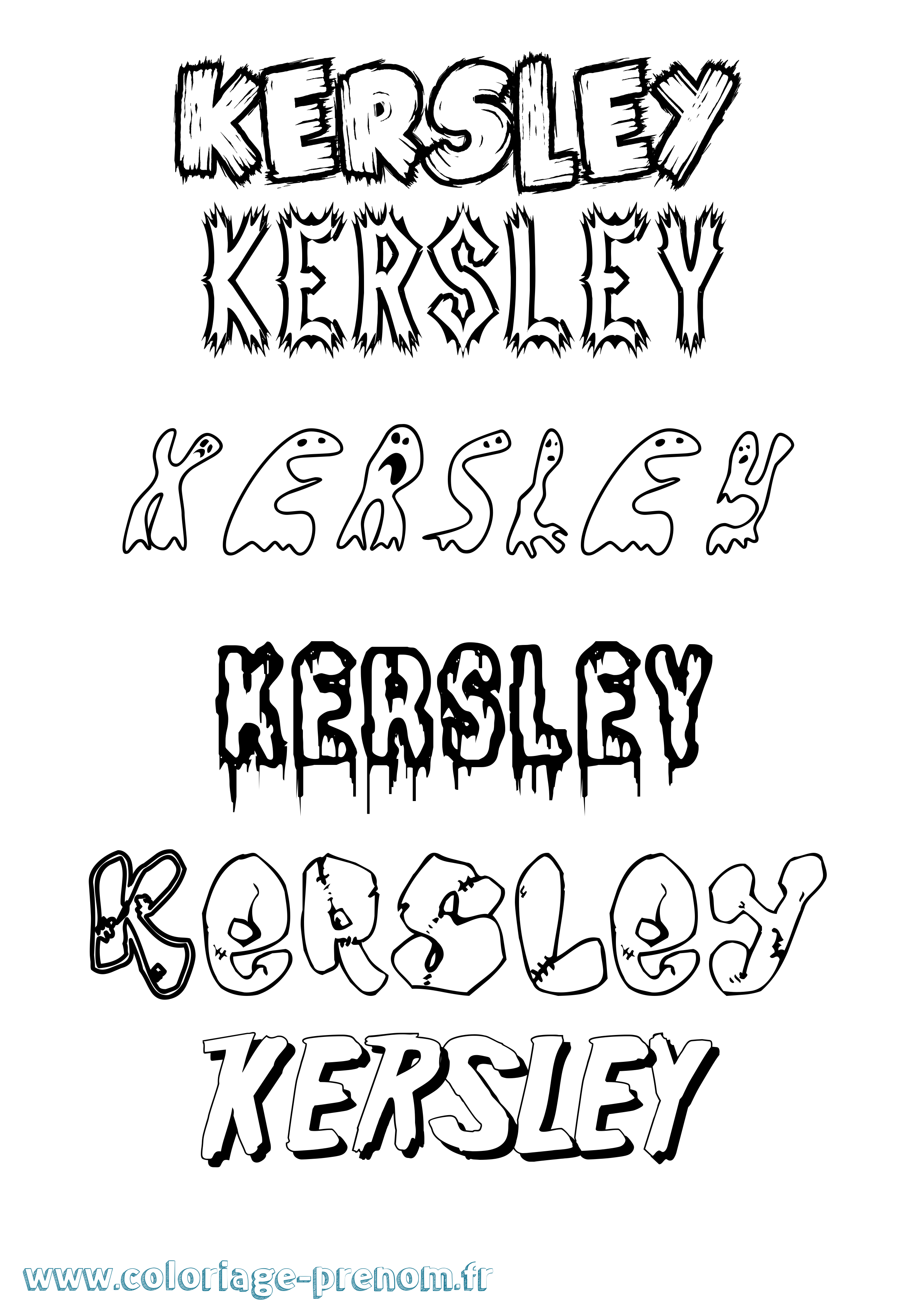 Coloriage Kersley Frisson Coloriage prénom Kersley Frisson