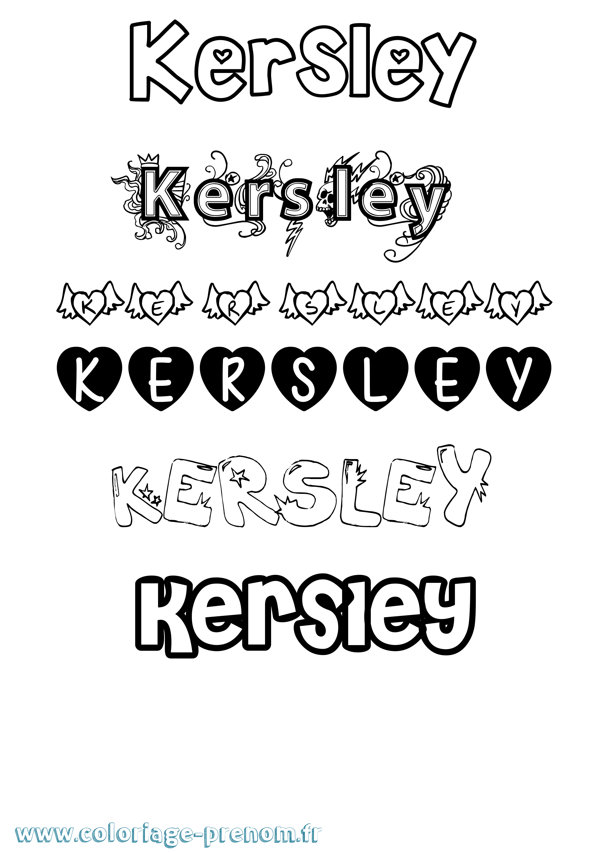 Coloriage Kersley Girly Coloriage prénom Kersley Girly