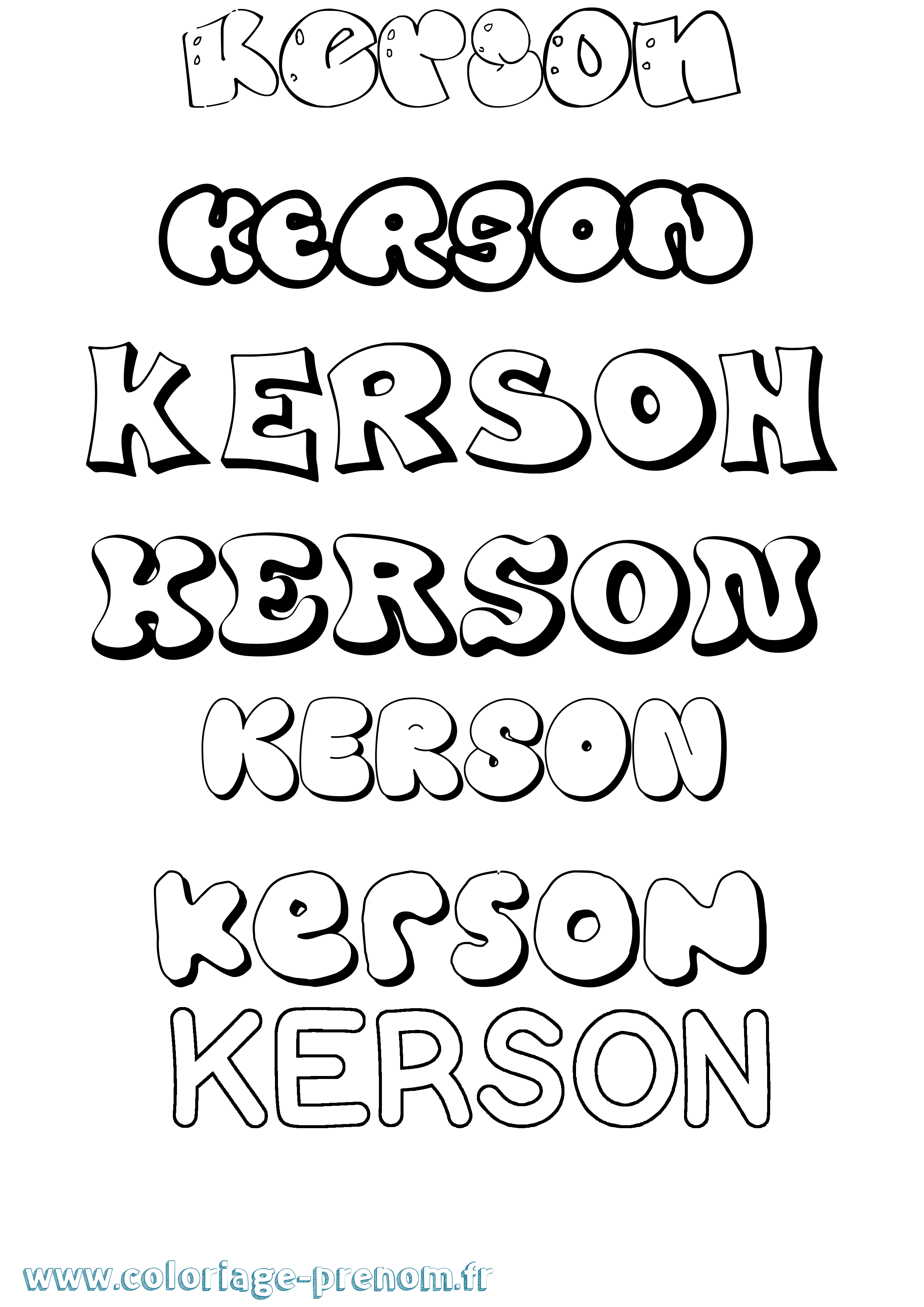 Coloriage Kerson Bubble Coloriage prénom Kerson Bubble