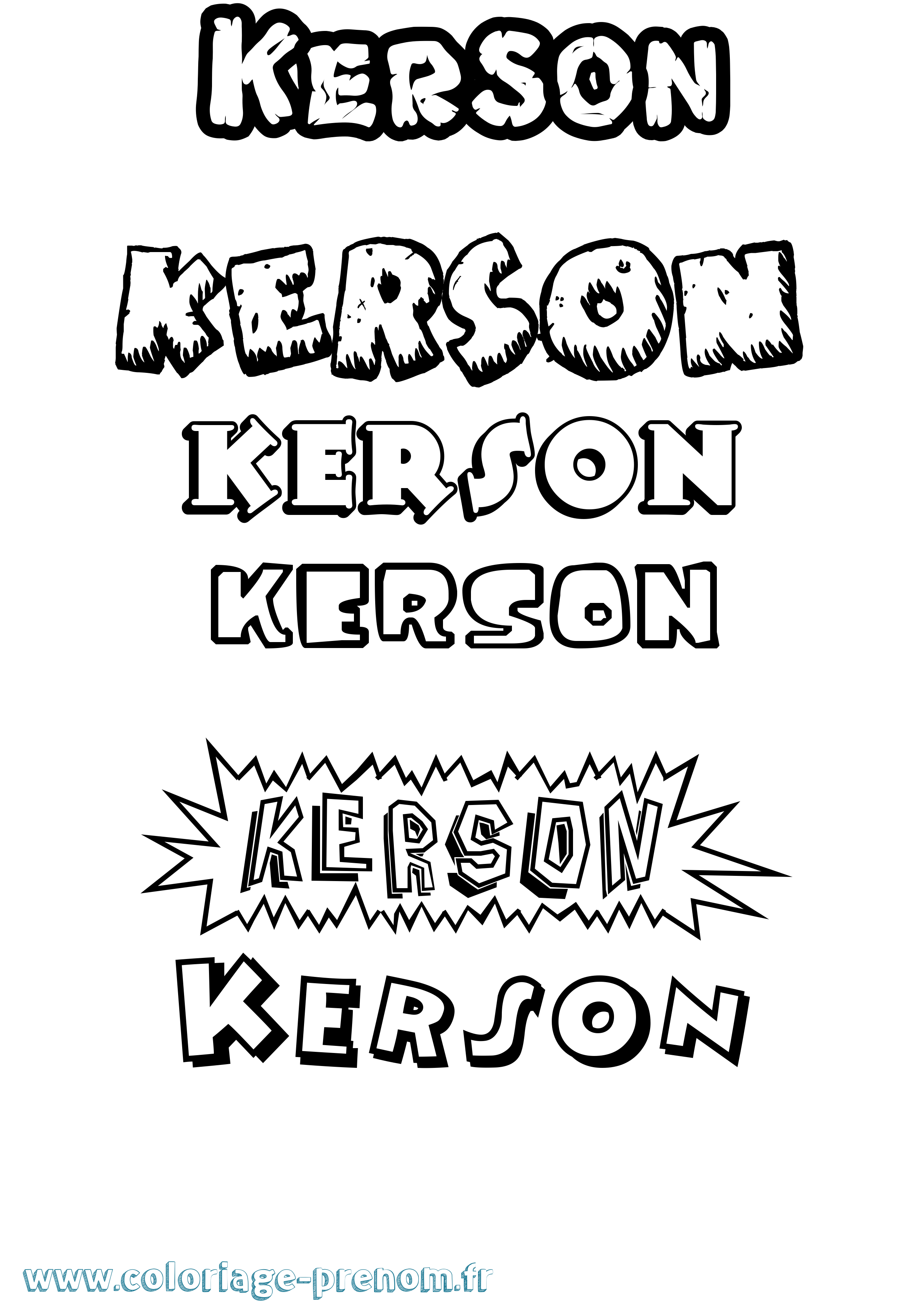 Coloriage Kerson Dessin Animé Coloriage prénom Kerson Dessin Animé