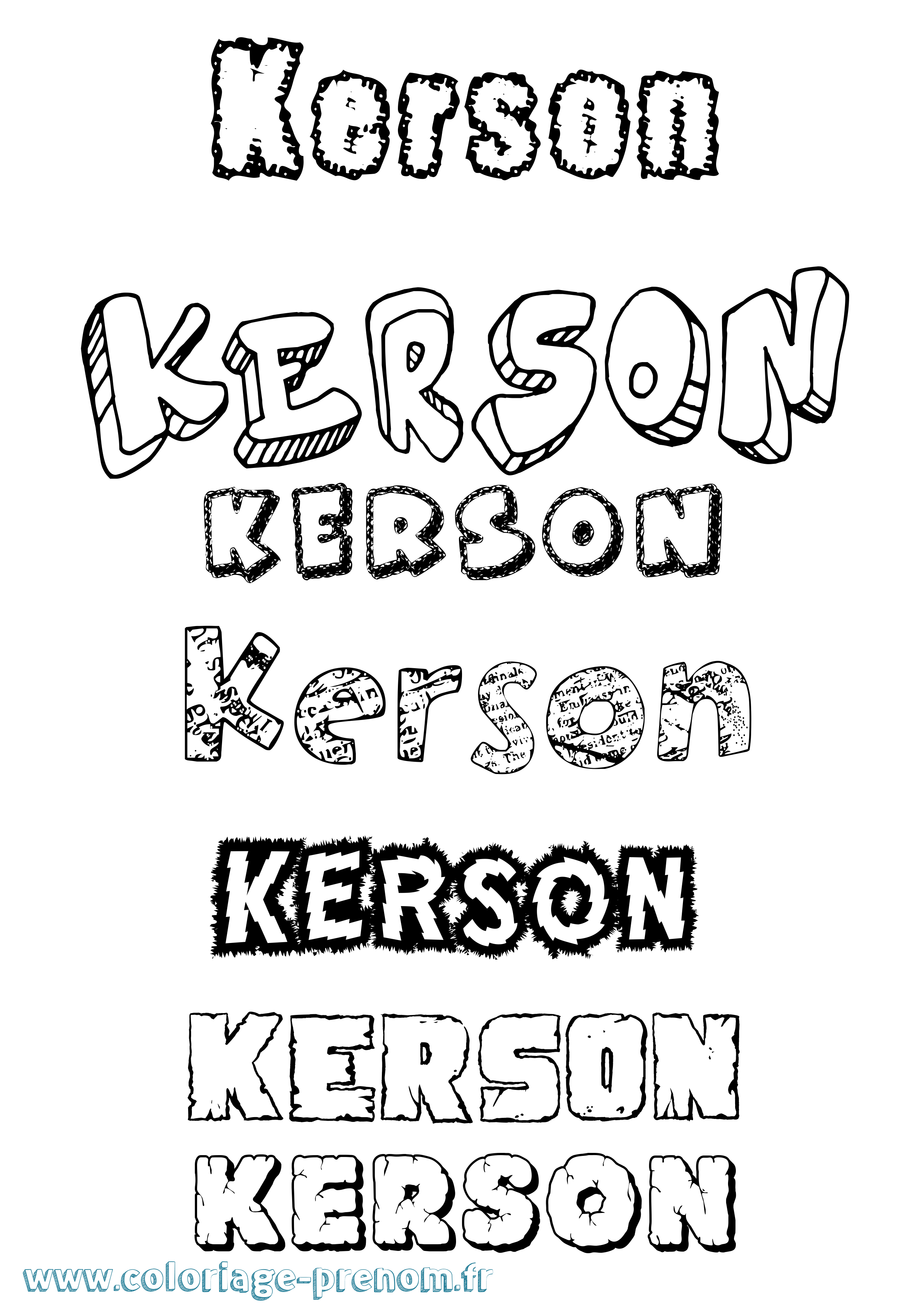 Coloriage Kerson Destructuré Coloriage prénom Kerson Destructuré