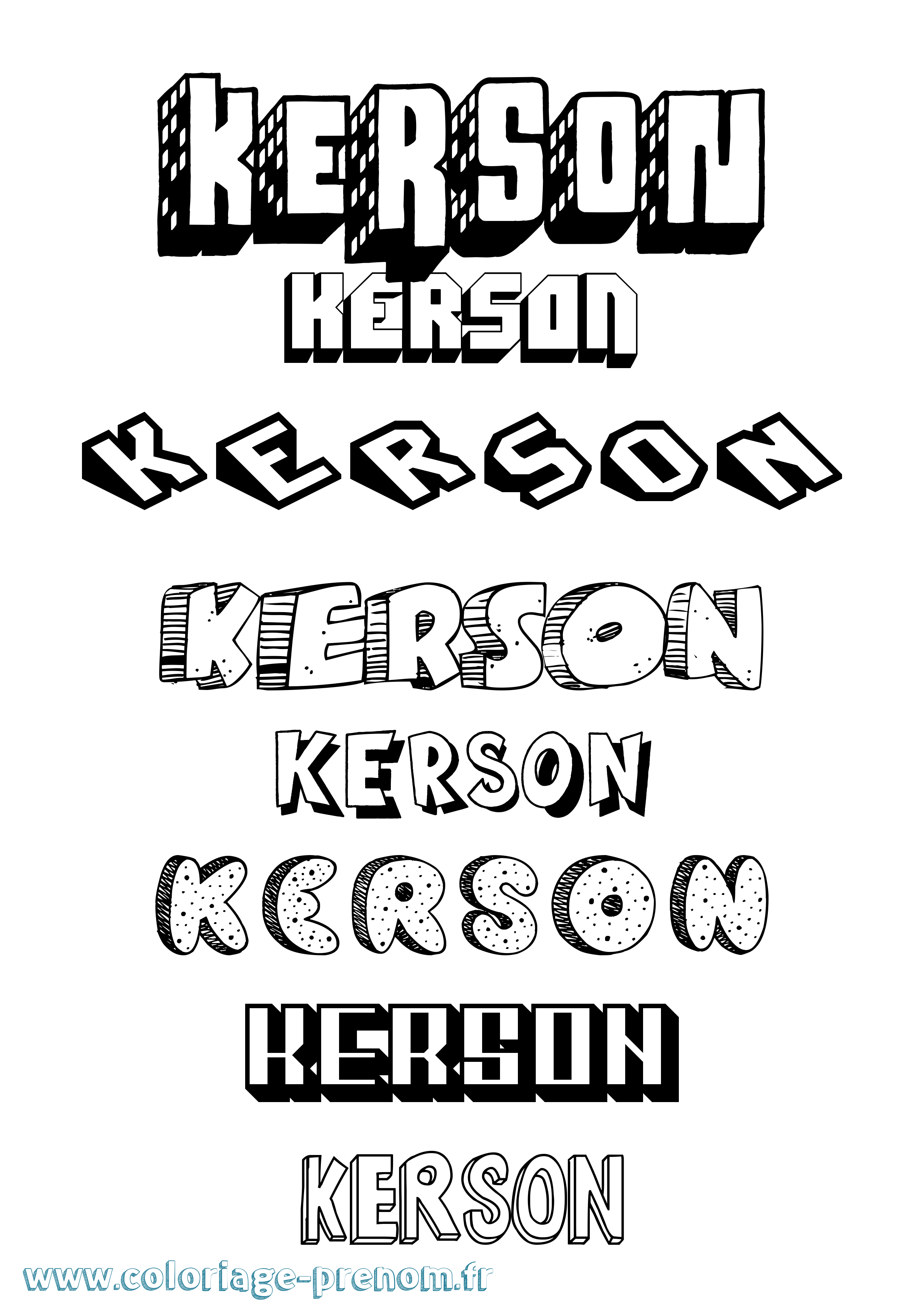 Coloriage Kerson Effet 3D Coloriage prénom Kerson Effet 3D
