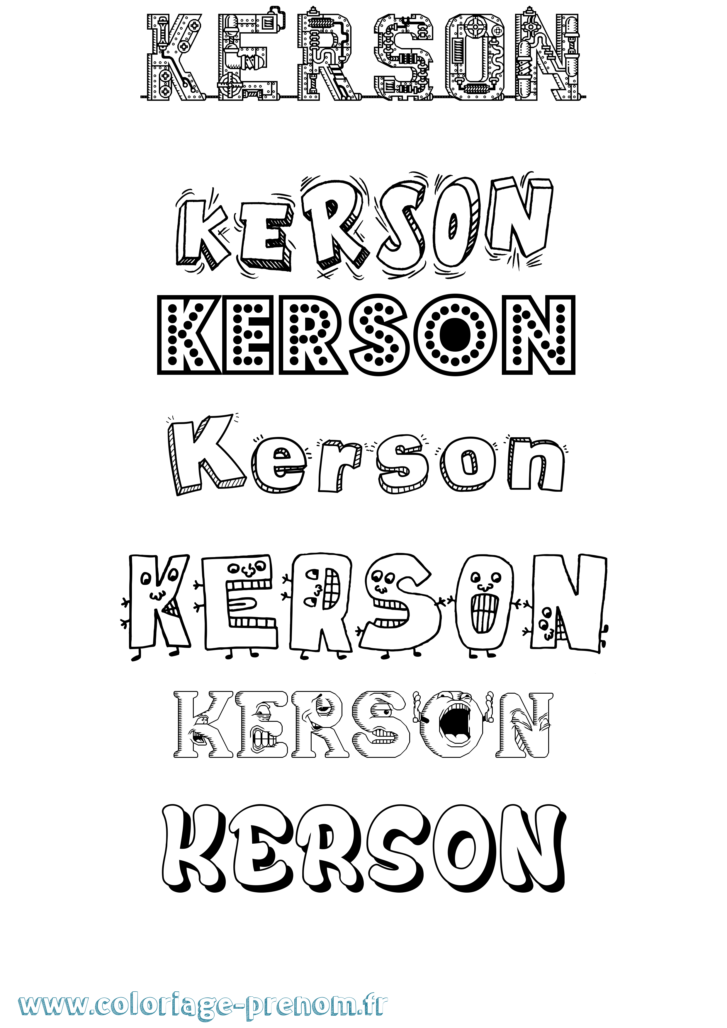 Coloriage Kerson Fun Coloriage prénom Kerson Fun