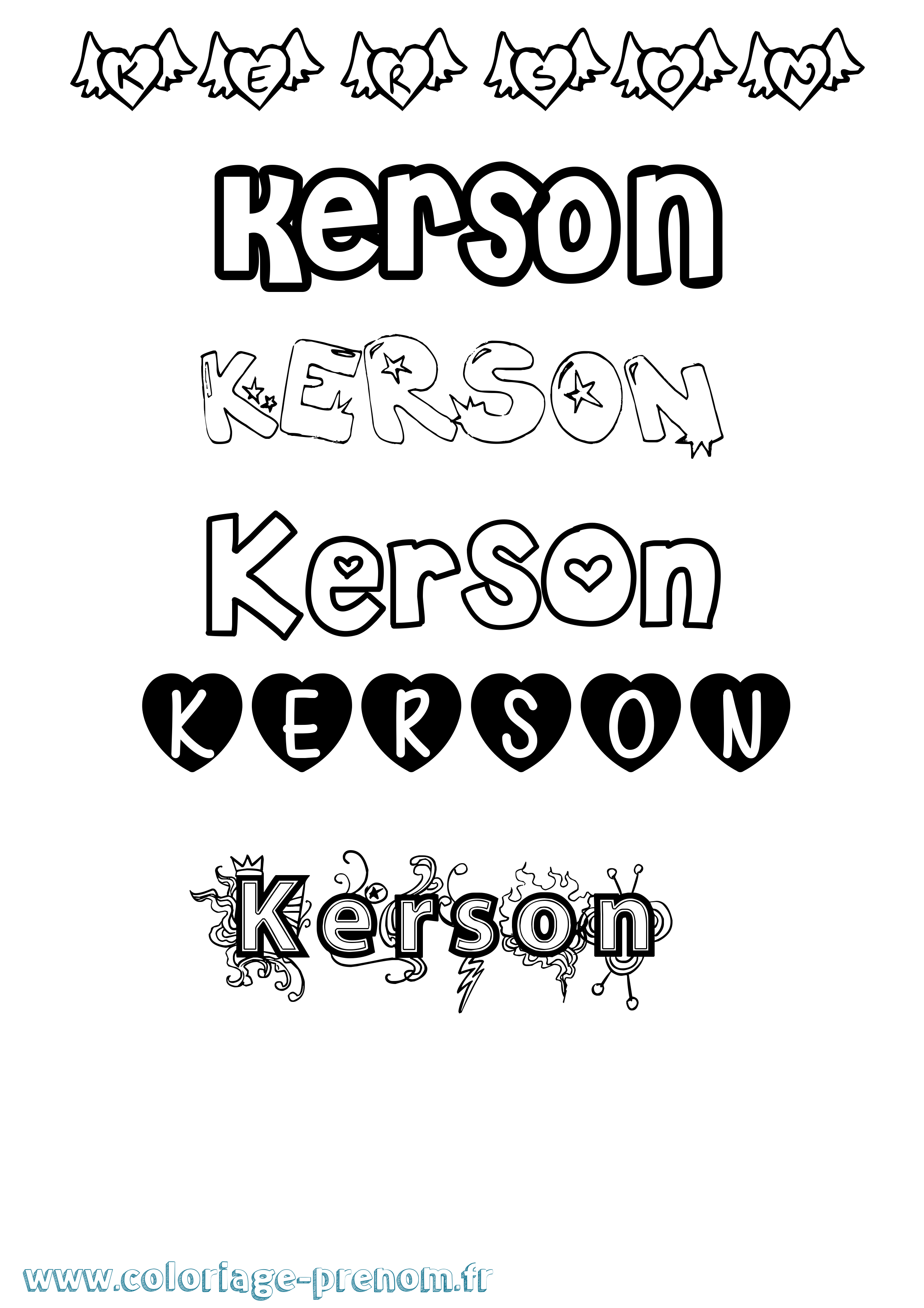 Coloriage Kerson Girly Coloriage prénom Kerson Girly