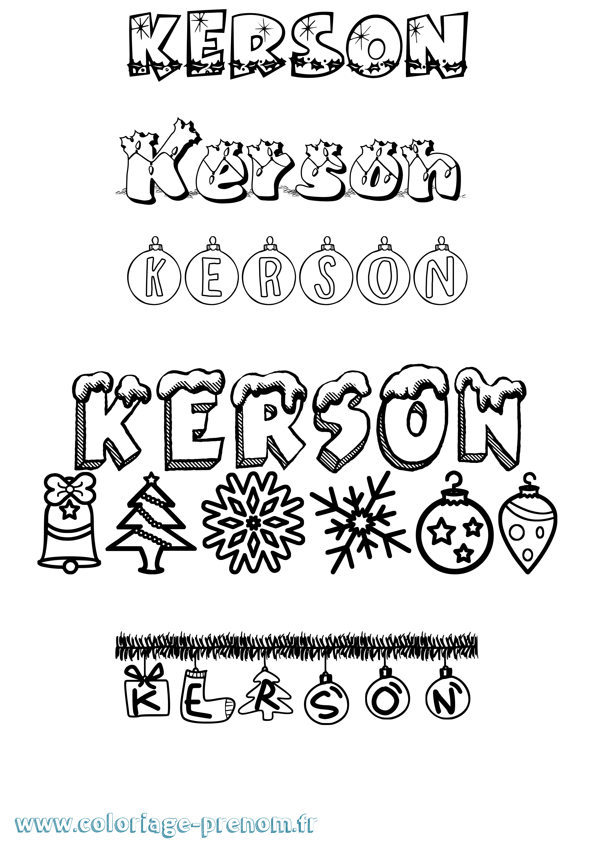 Coloriage Kerson Noël Coloriage prénom Kerson Noël