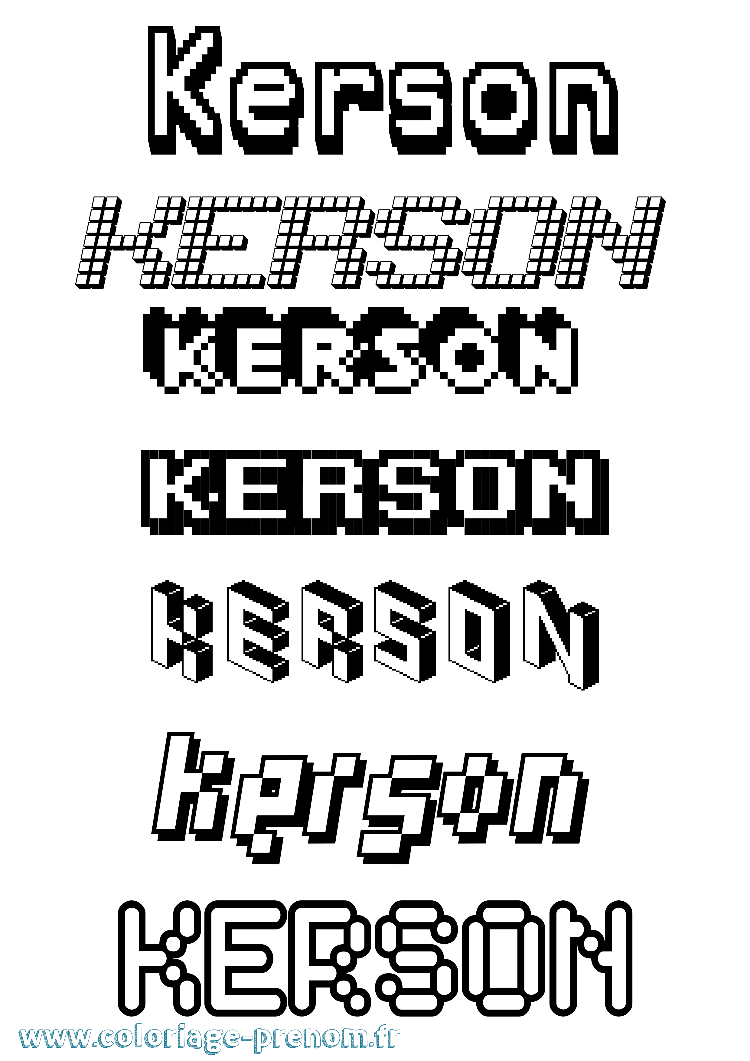 Coloriage Kerson Pixel Coloriage prénom Kerson Pixel