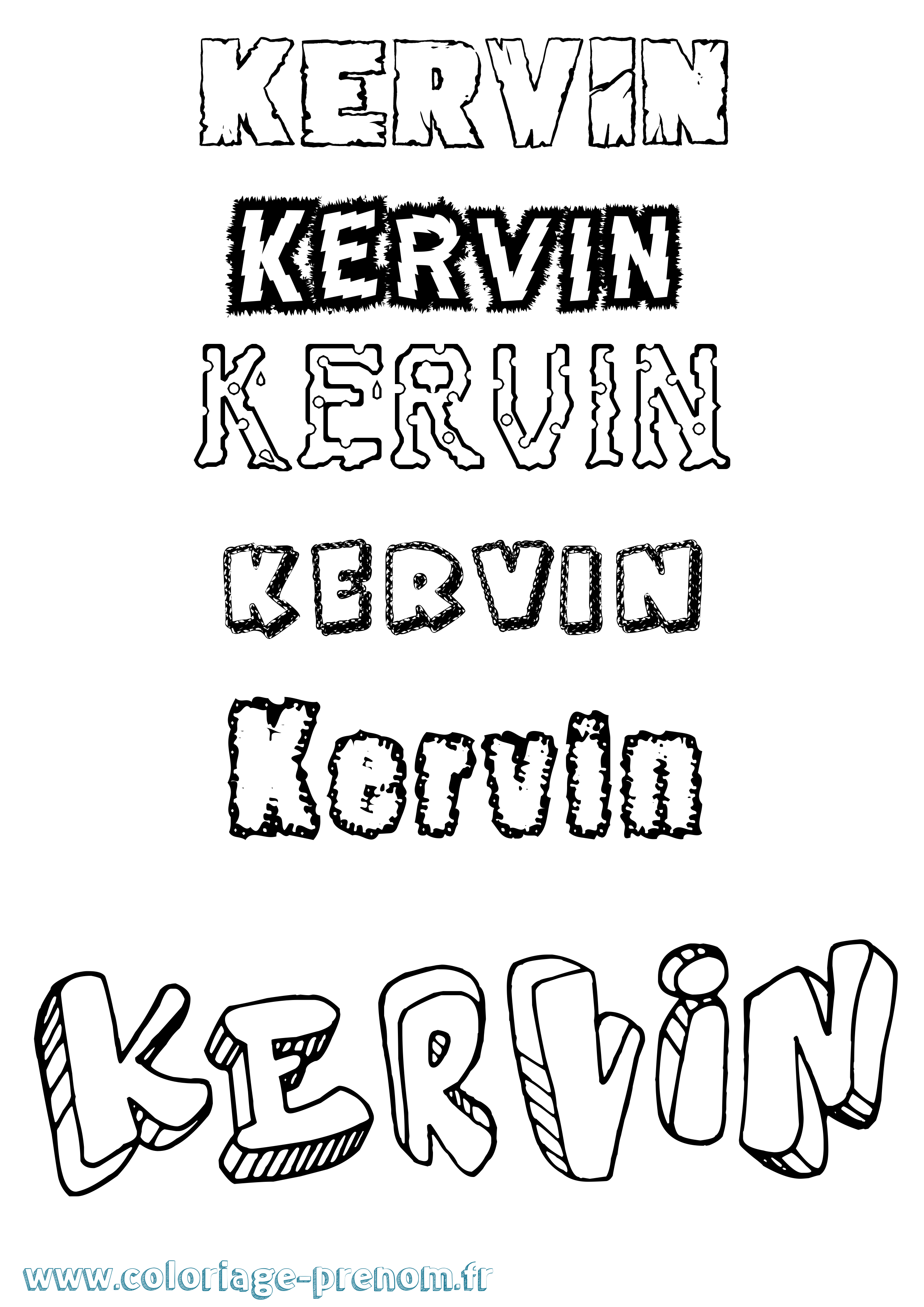 Coloriage Kervin Destructuré Coloriage prénom Kervin Destructuré