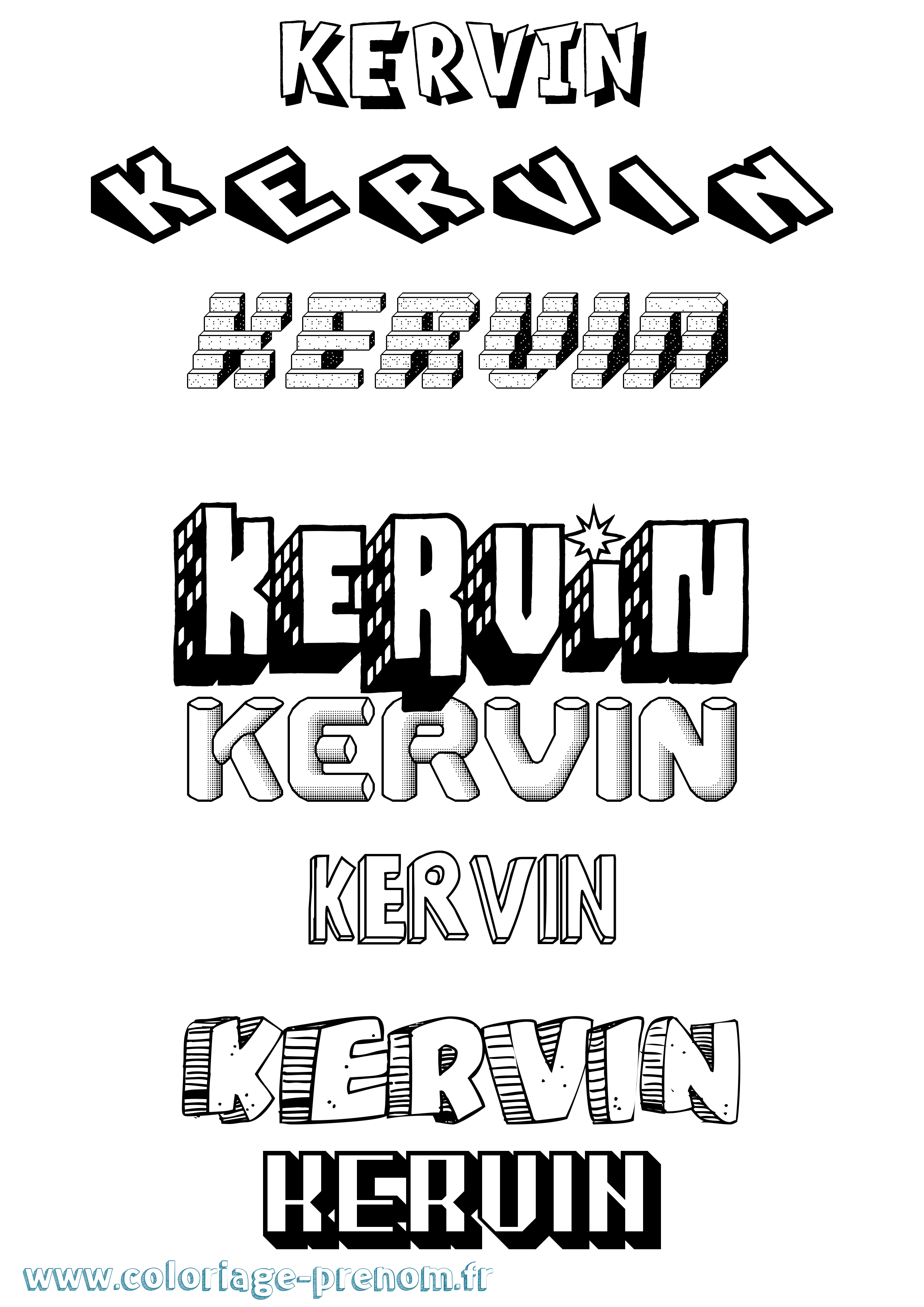 Coloriage Kervin Effet 3D Coloriage prénom Kervin Effet 3D