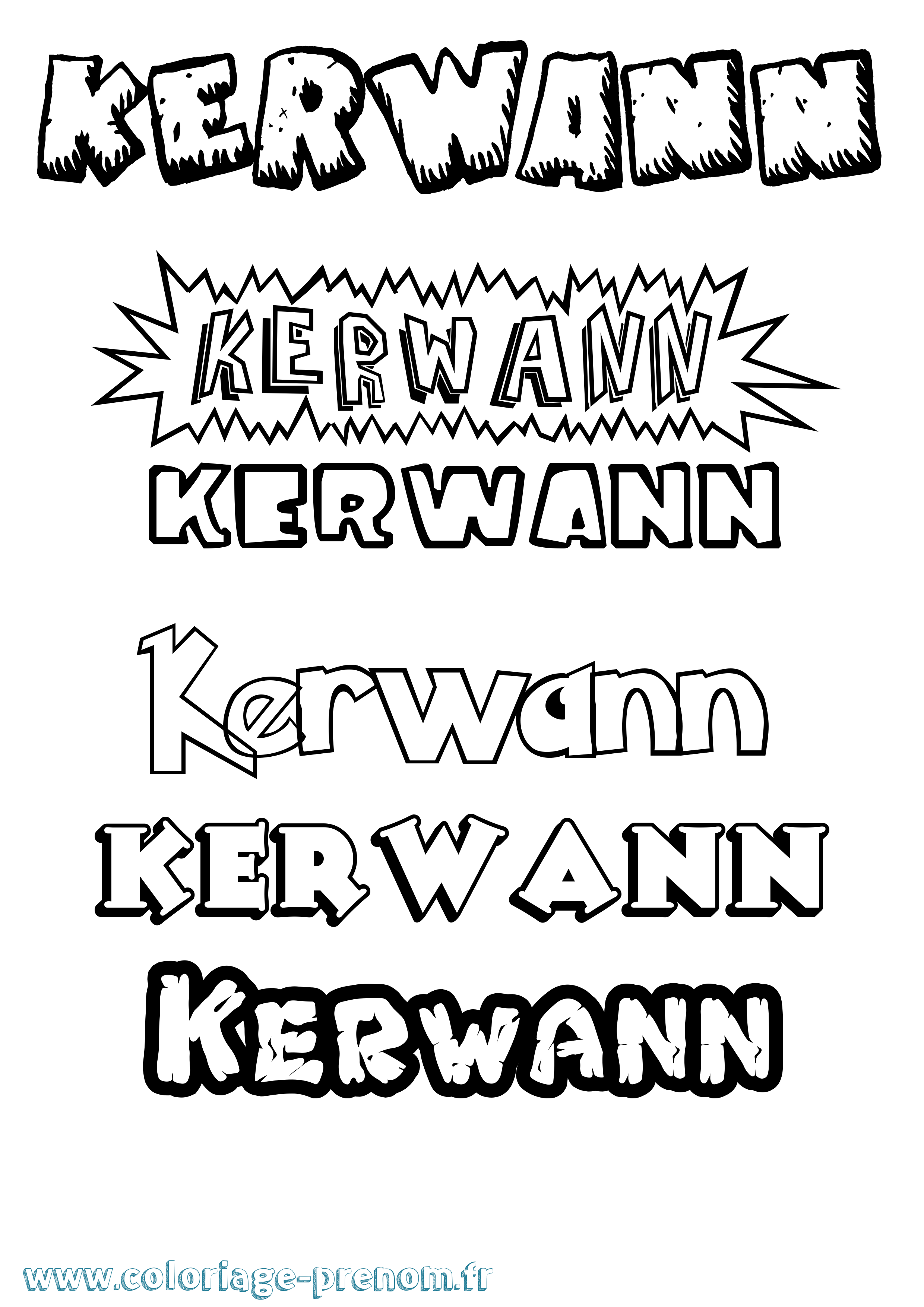 Coloriage Kerwann Dessin Animé Coloriage prénom Kerwann Dessin Animé
