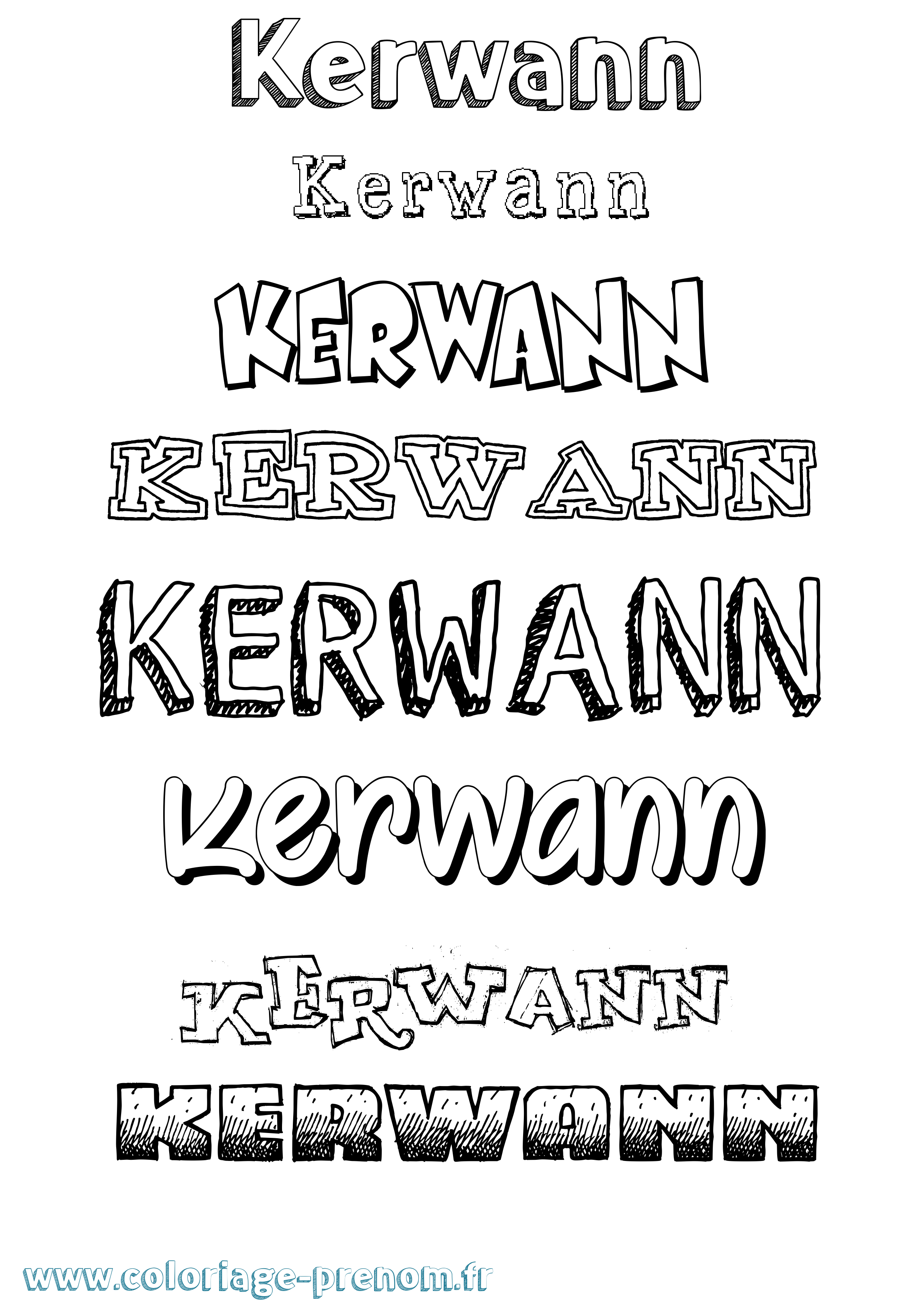 Coloriage Kerwann Dessiné Coloriage prénom Kerwann Dessiné