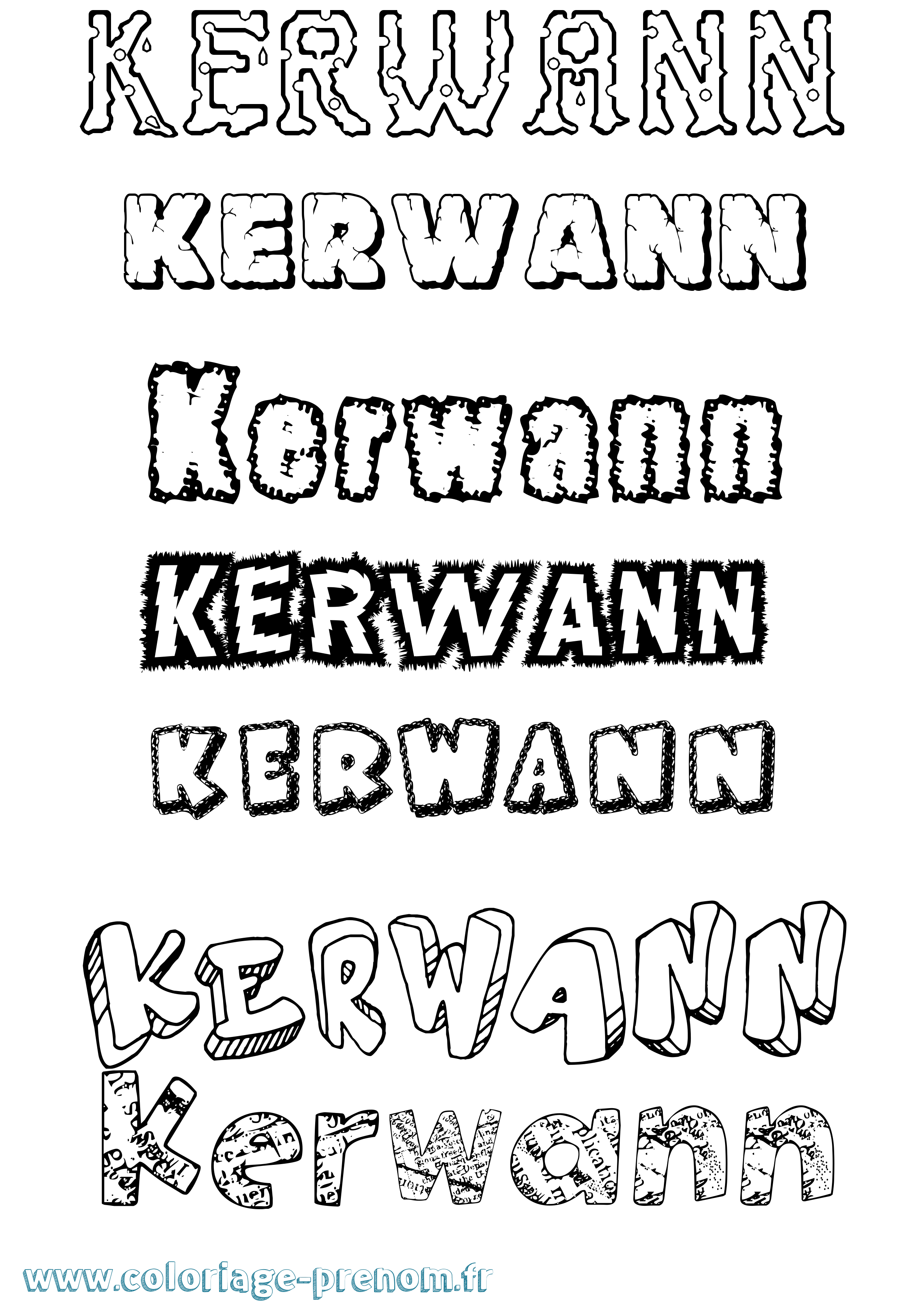 Coloriage Kerwann Destructuré Coloriage prénom Kerwann Destructuré