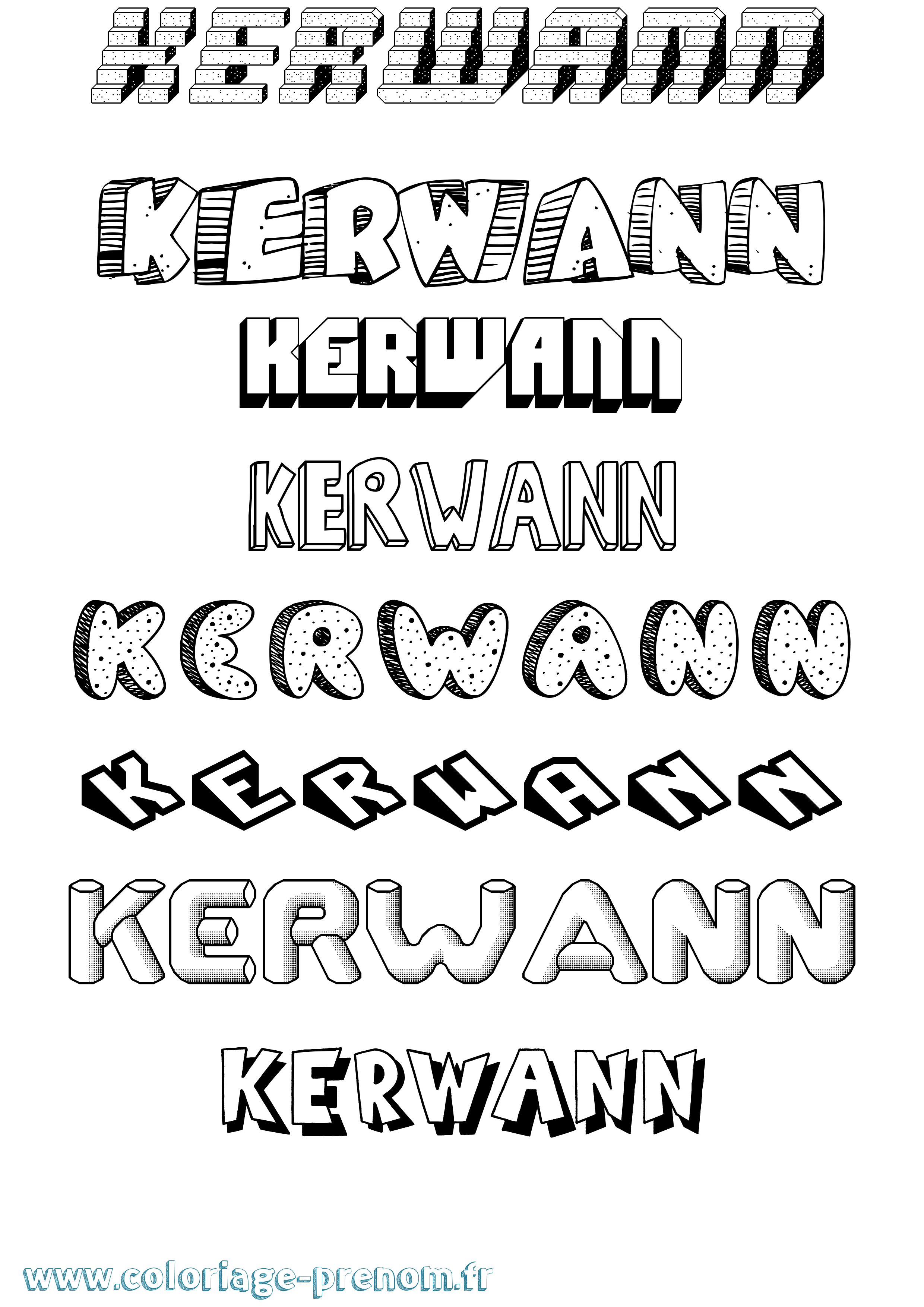 Coloriage Kerwann Effet 3D Coloriage prénom Kerwann Effet 3D