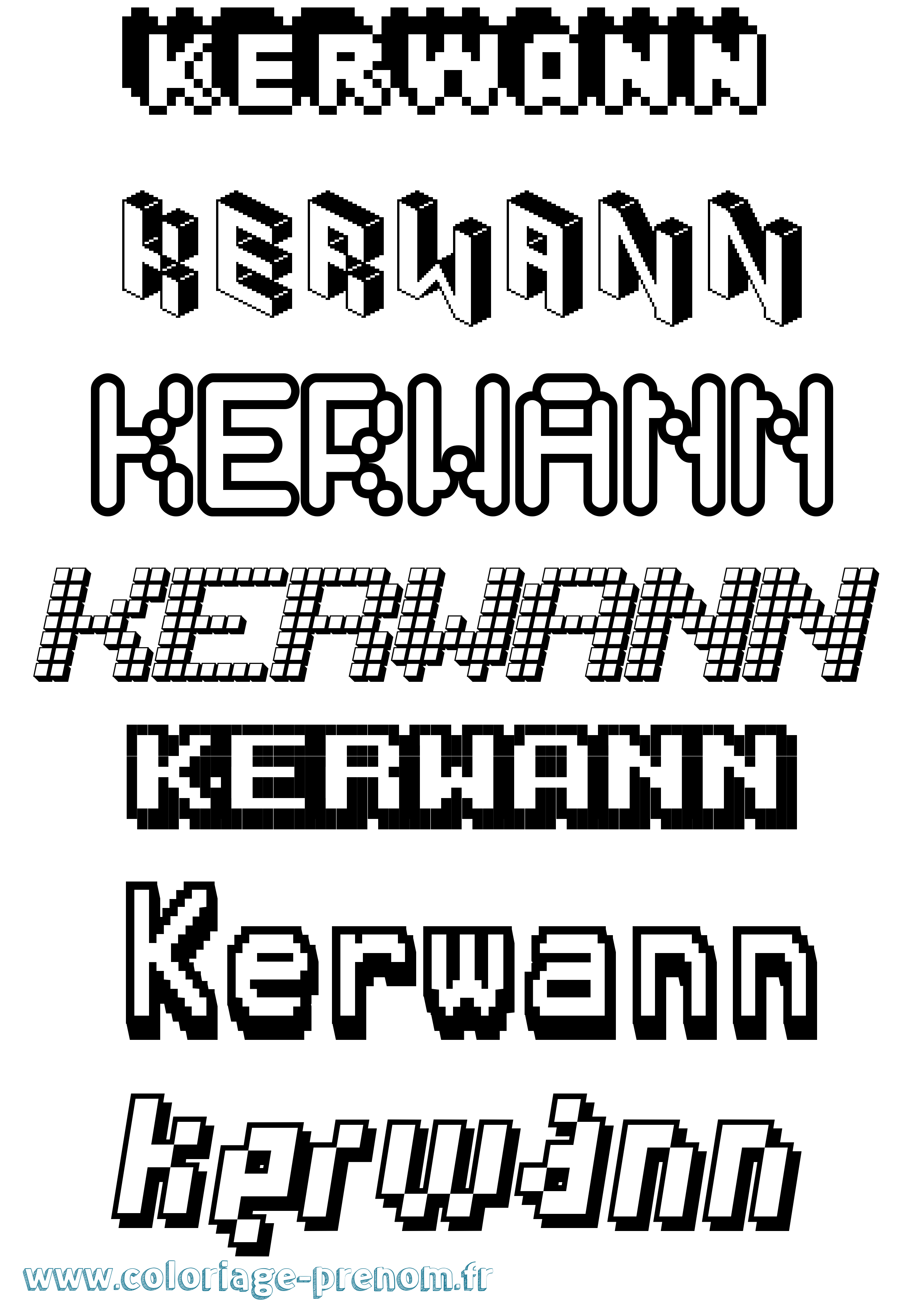 Coloriage Kerwann Pixel Coloriage prénom Kerwann Pixel
