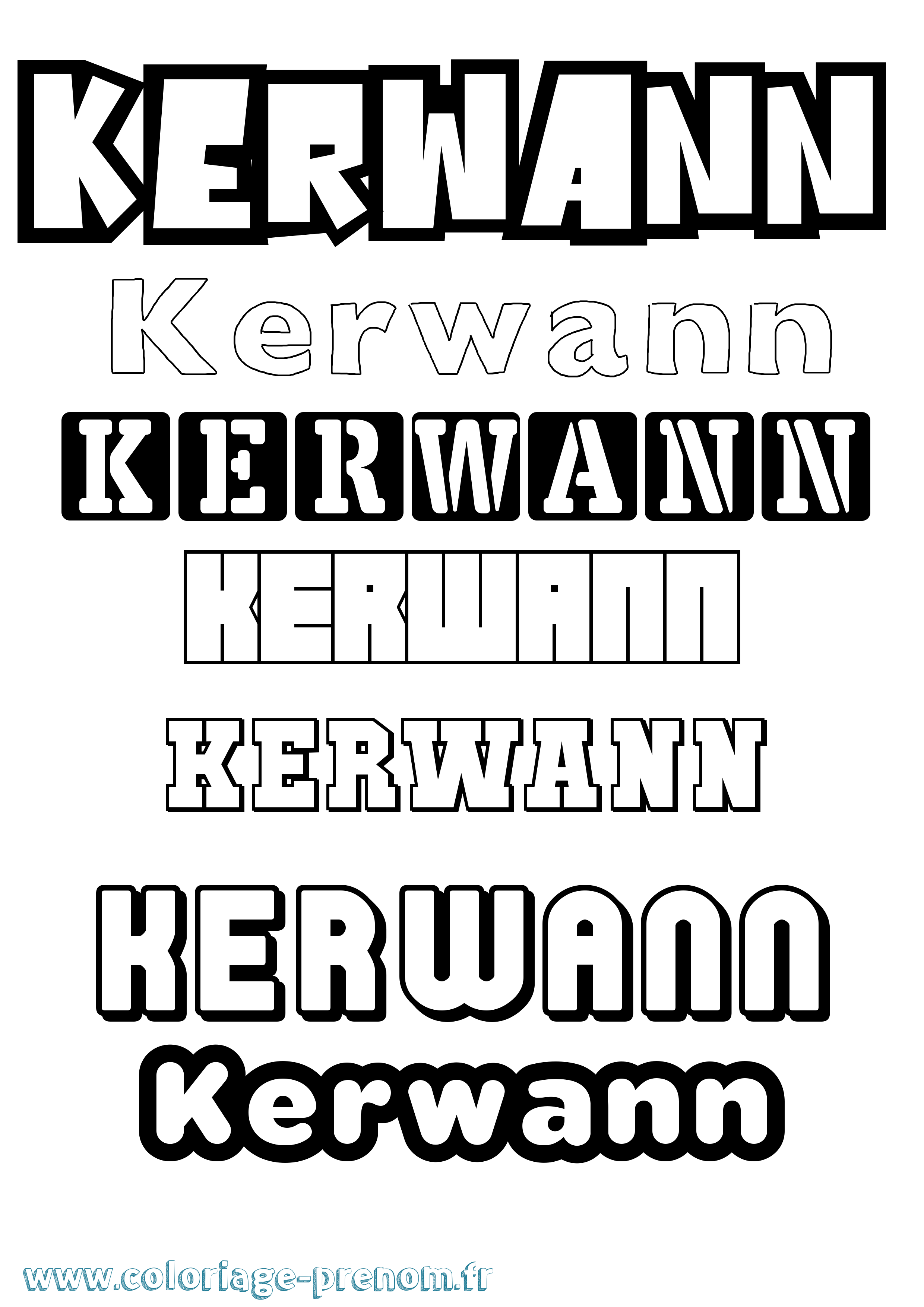 Coloriage Kerwann Simple Coloriage prénom Kerwann Simple