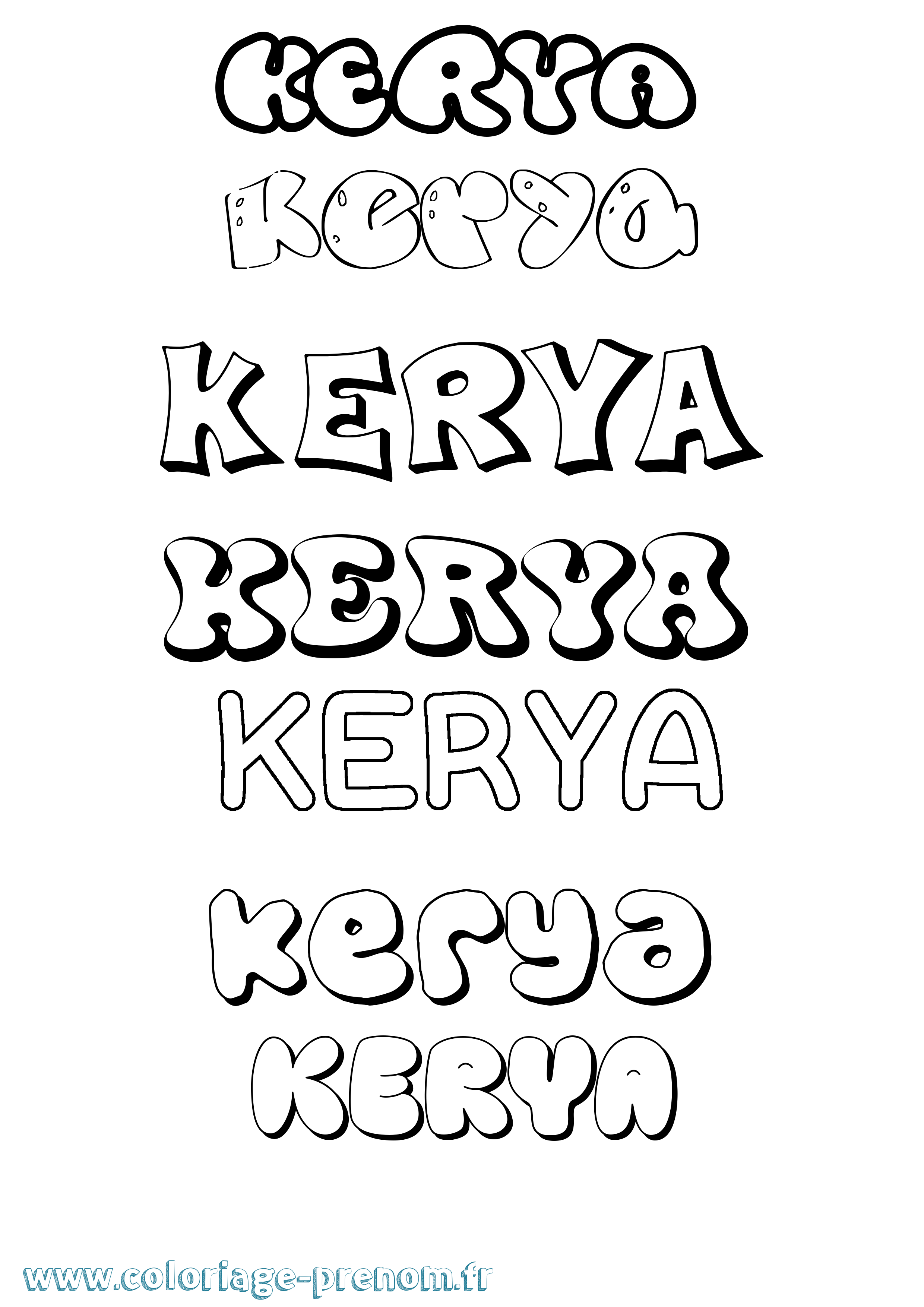 Coloriage Kerya Bubble Coloriage prénom Kerya Bubble