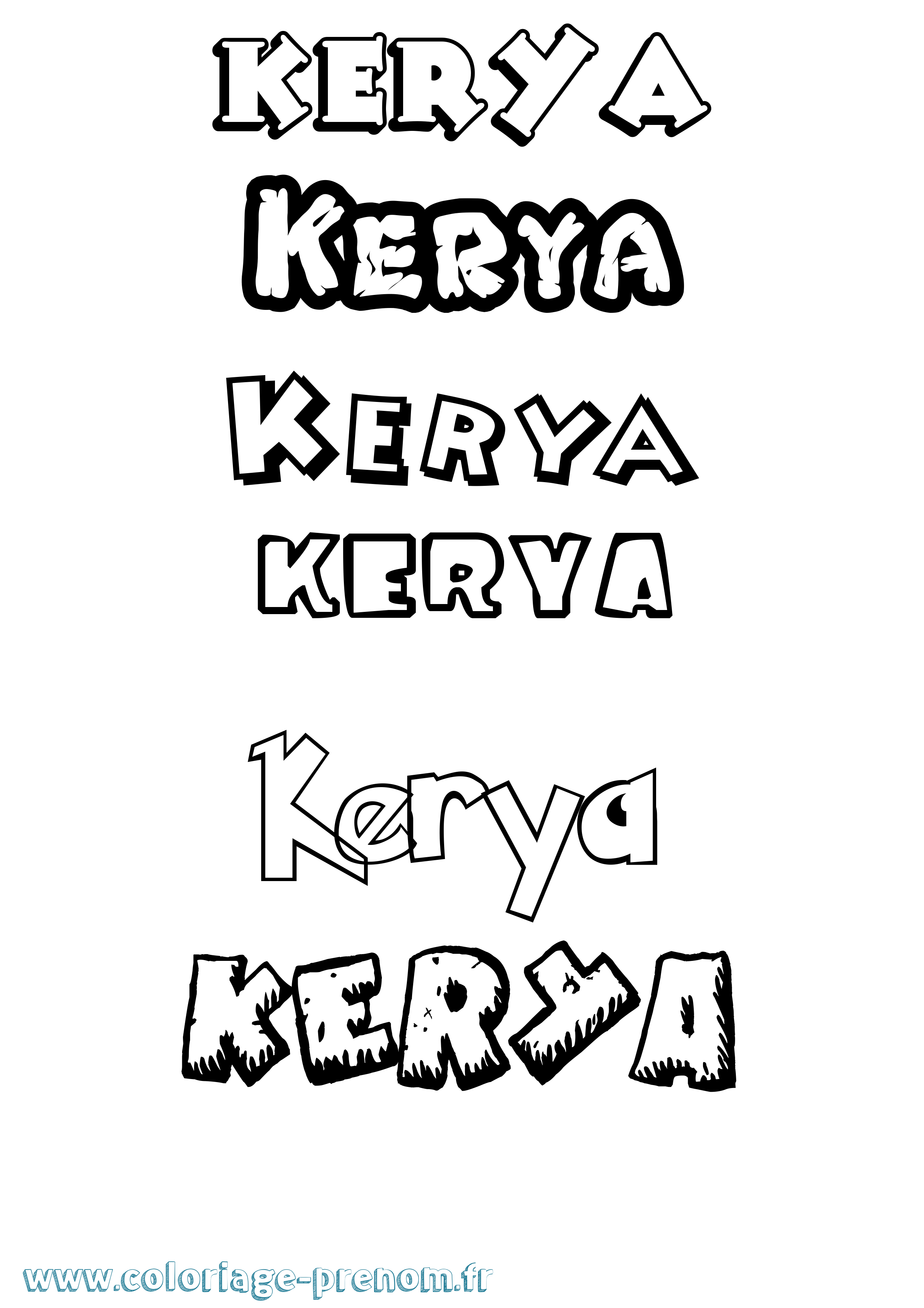 Coloriage Kerya Dessin Animé Coloriage prénom Kerya Dessin Animé