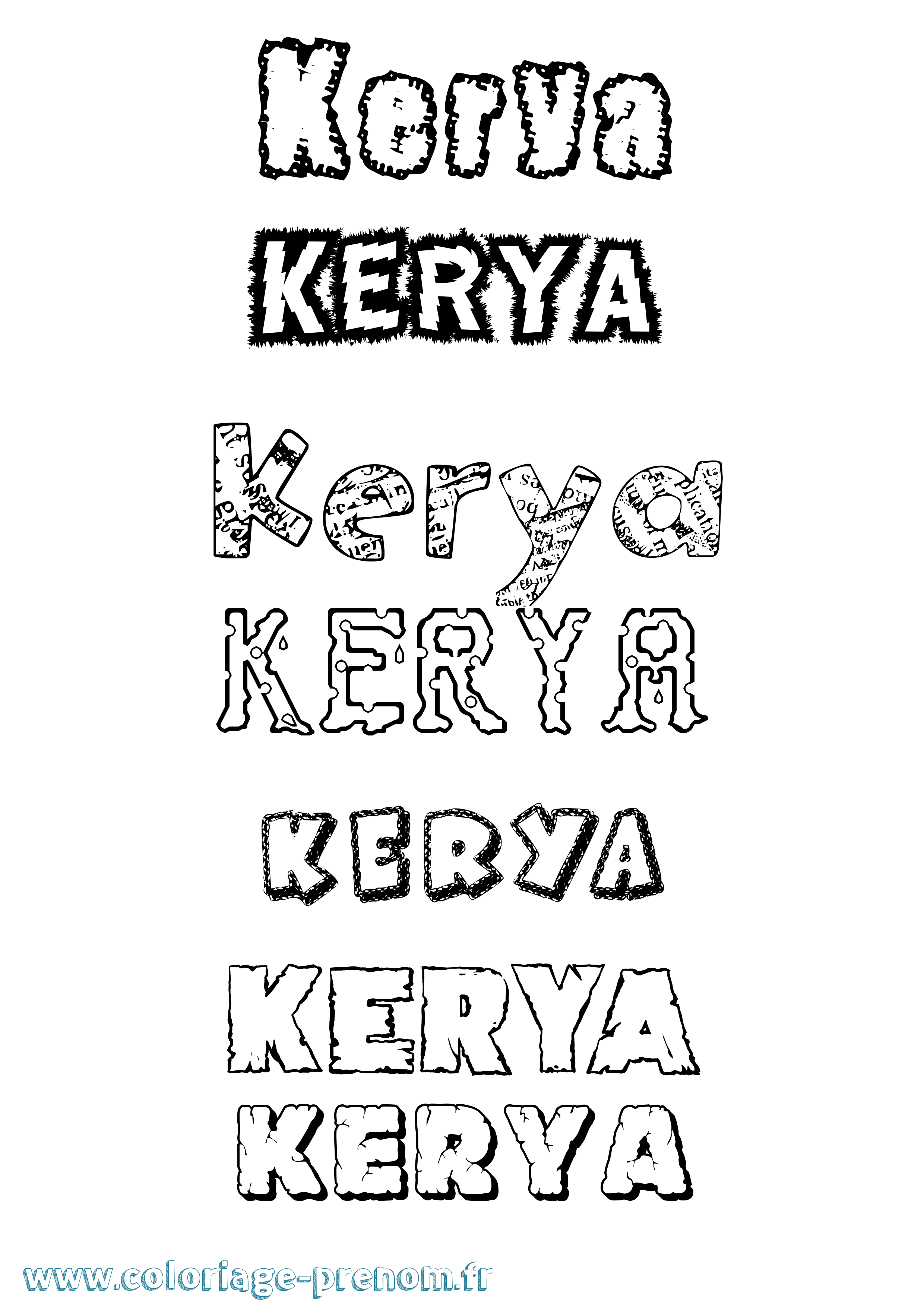 Coloriage Kerya Destructuré Coloriage prénom Kerya Destructuré