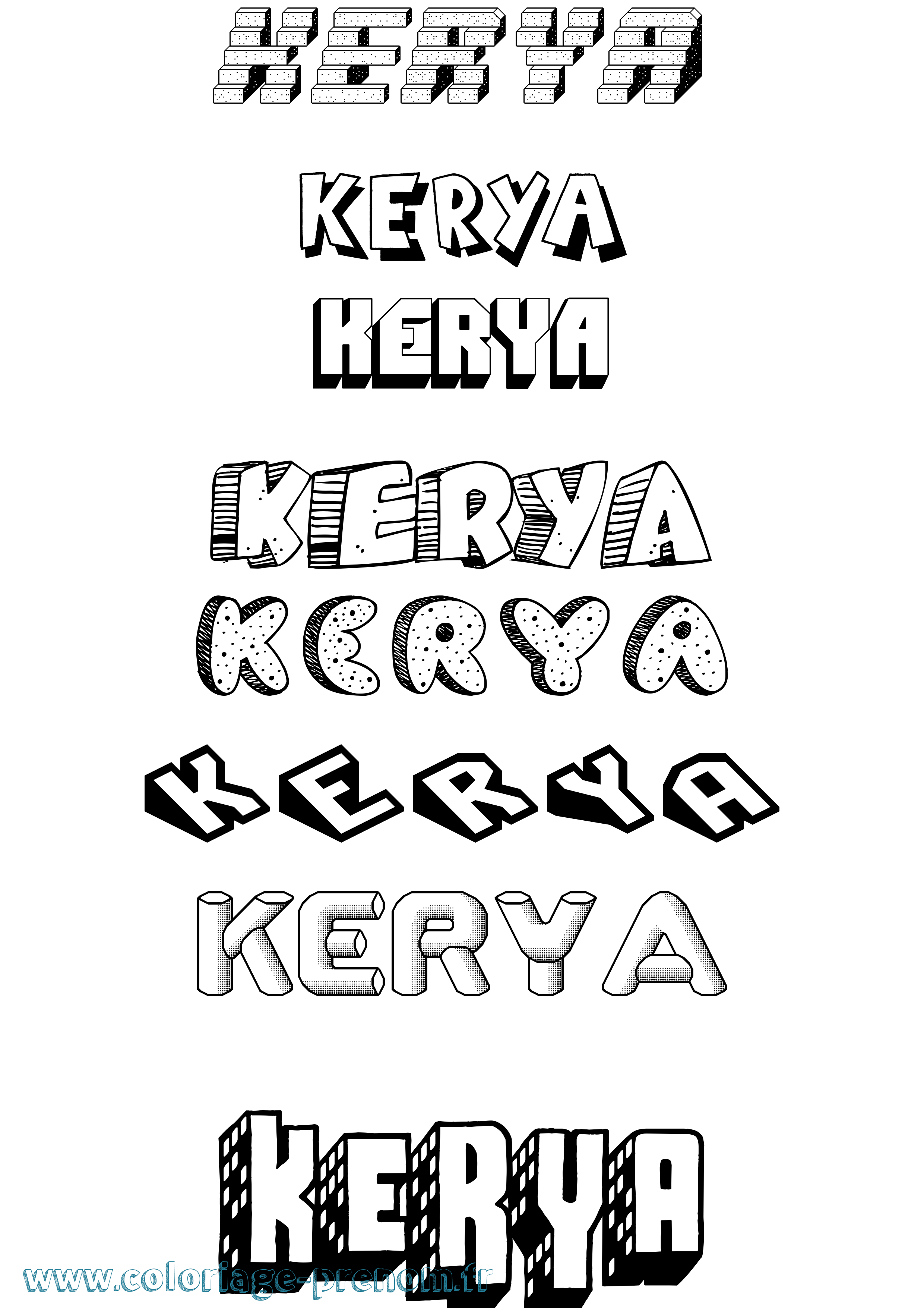Coloriage Kerya Effet 3D Coloriage prénom Kerya Effet 3D