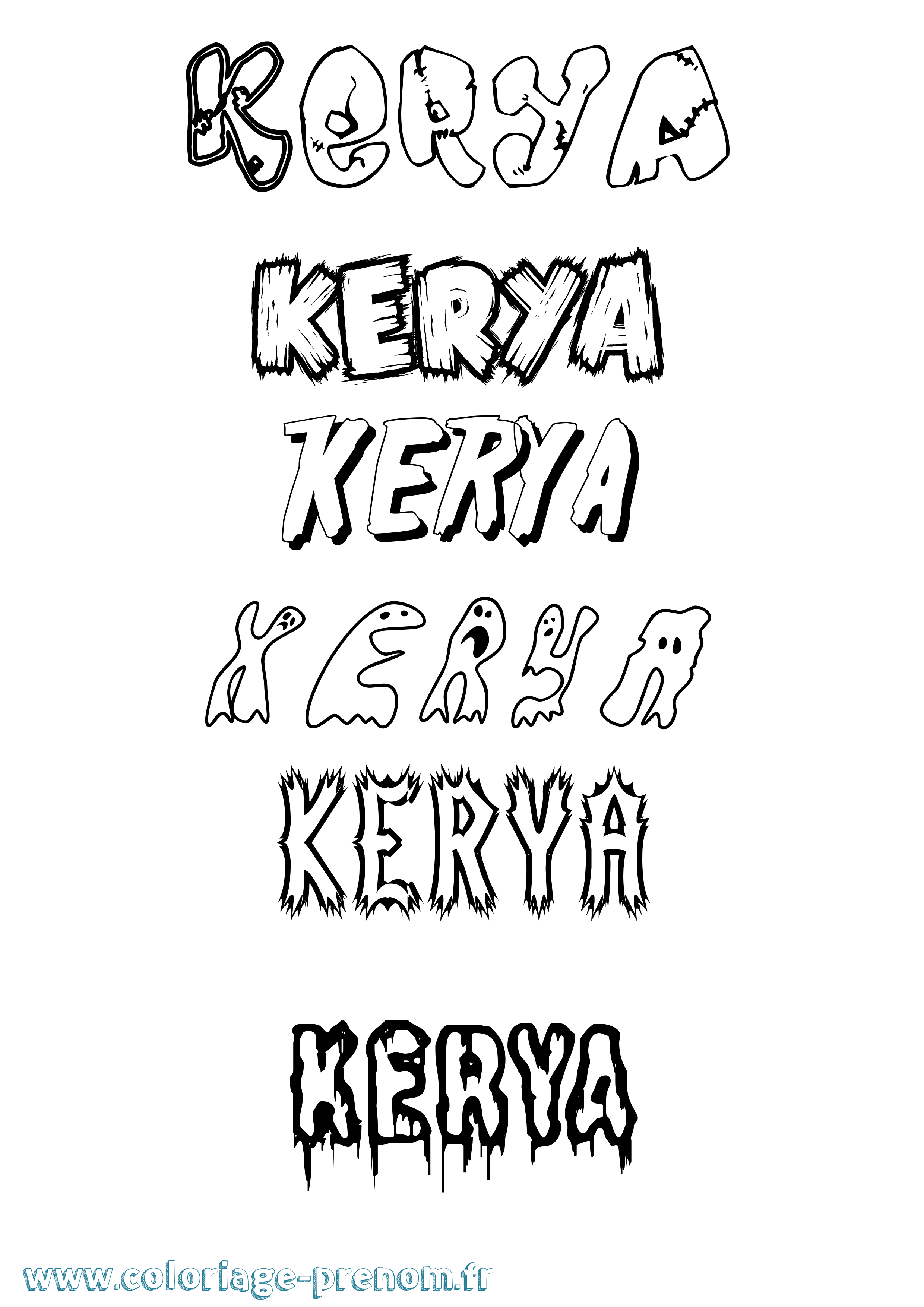 Coloriage Kerya Frisson Coloriage prénom Kerya Frisson