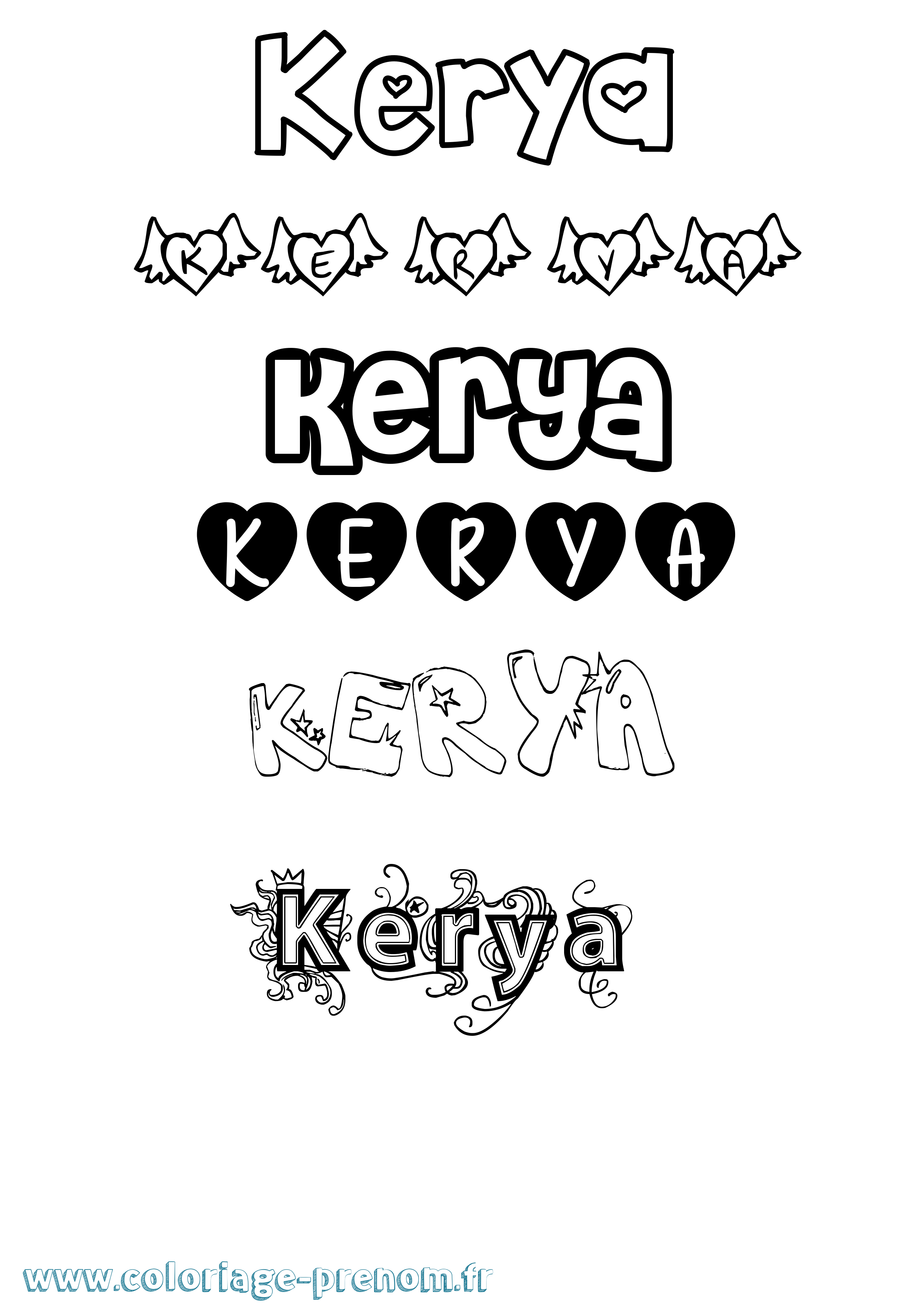 Coloriage Kerya Girly Coloriage prénom Kerya Girly