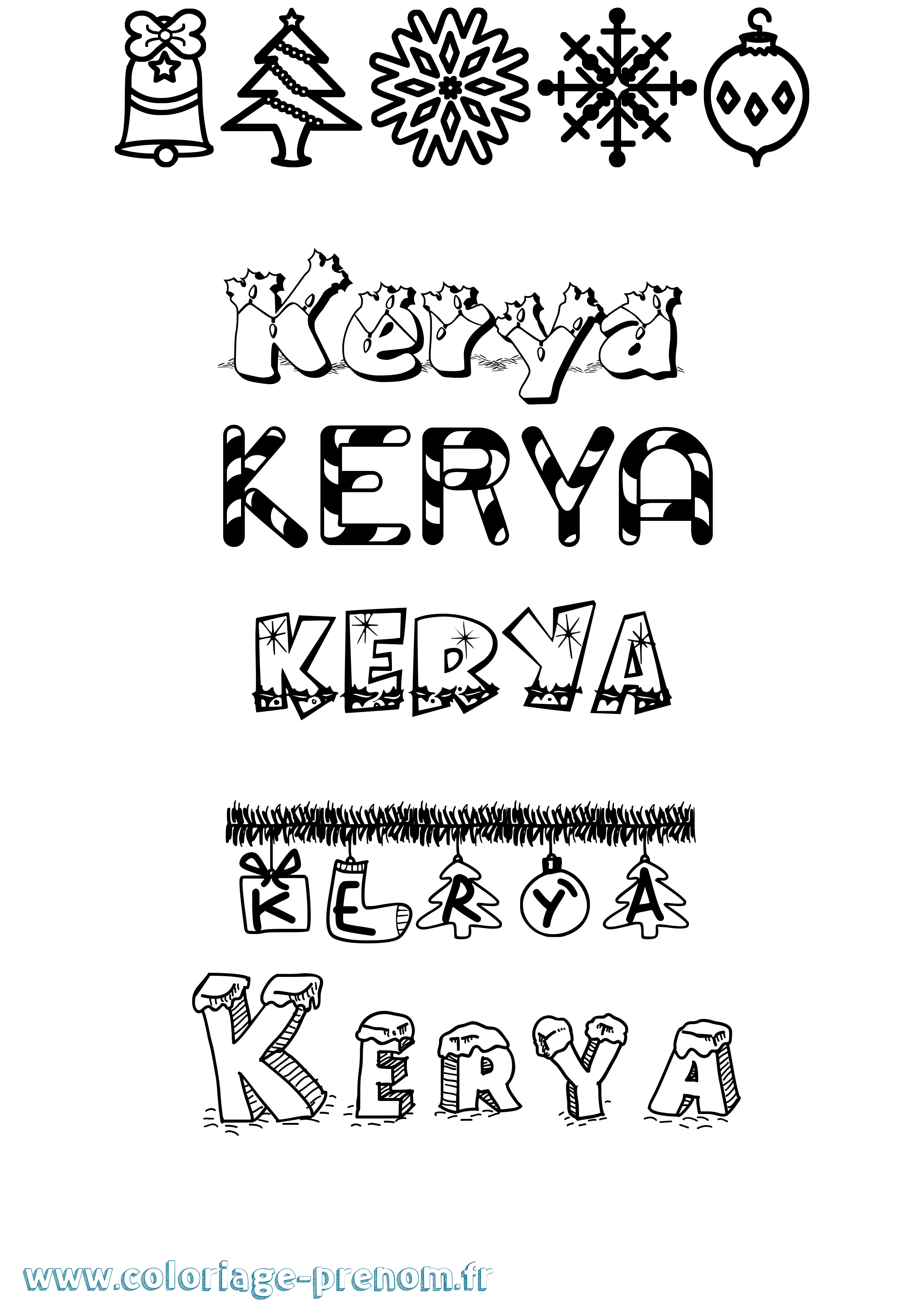 Coloriage Kerya Noël Coloriage prénom Kerya Noël