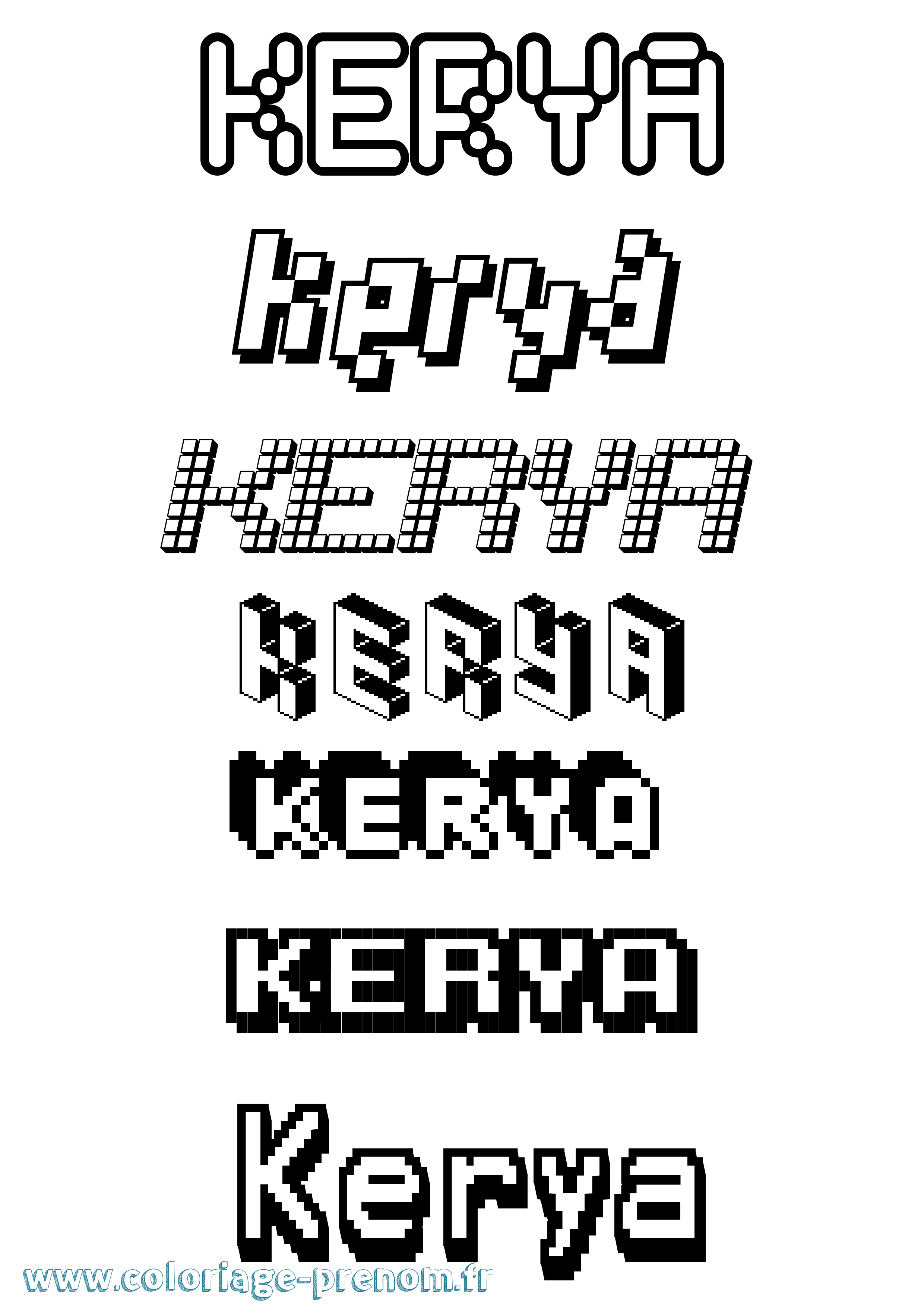 Coloriage Kerya Pixel Coloriage prénom Kerya Pixel