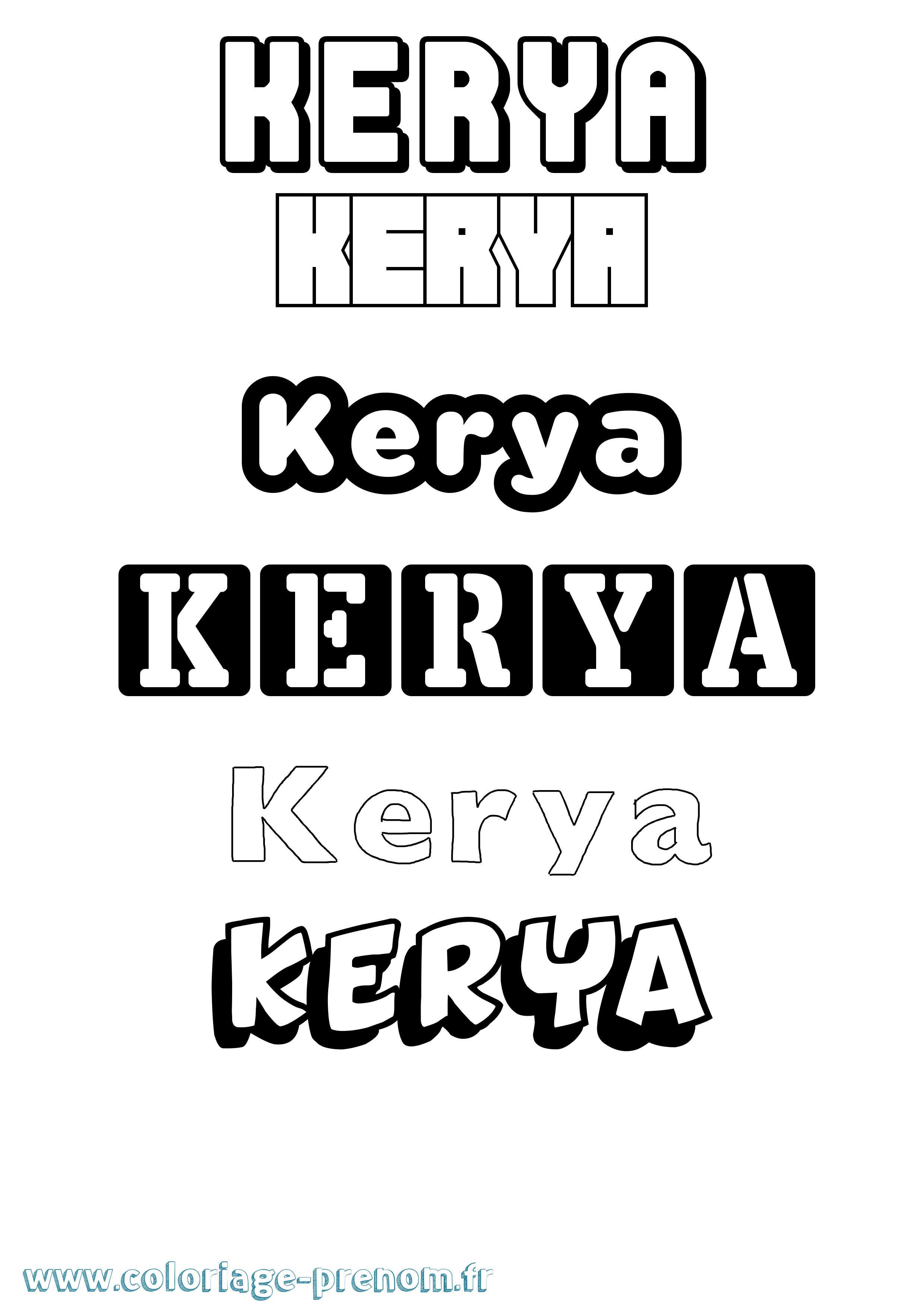 Coloriage Kerya Simple Coloriage prénom Kerya Simple