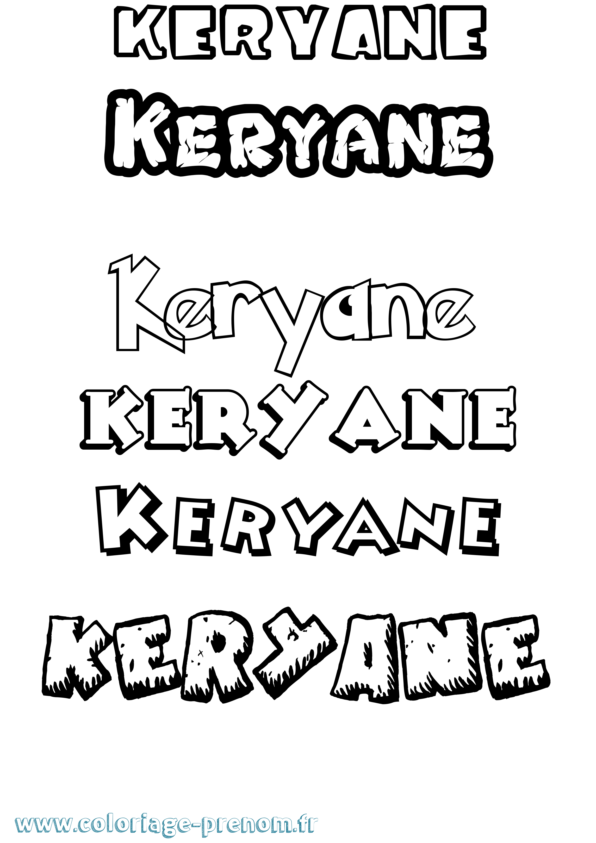 Coloriage Keryane Dessin Animé Coloriage prénom Keryane Dessin Animé