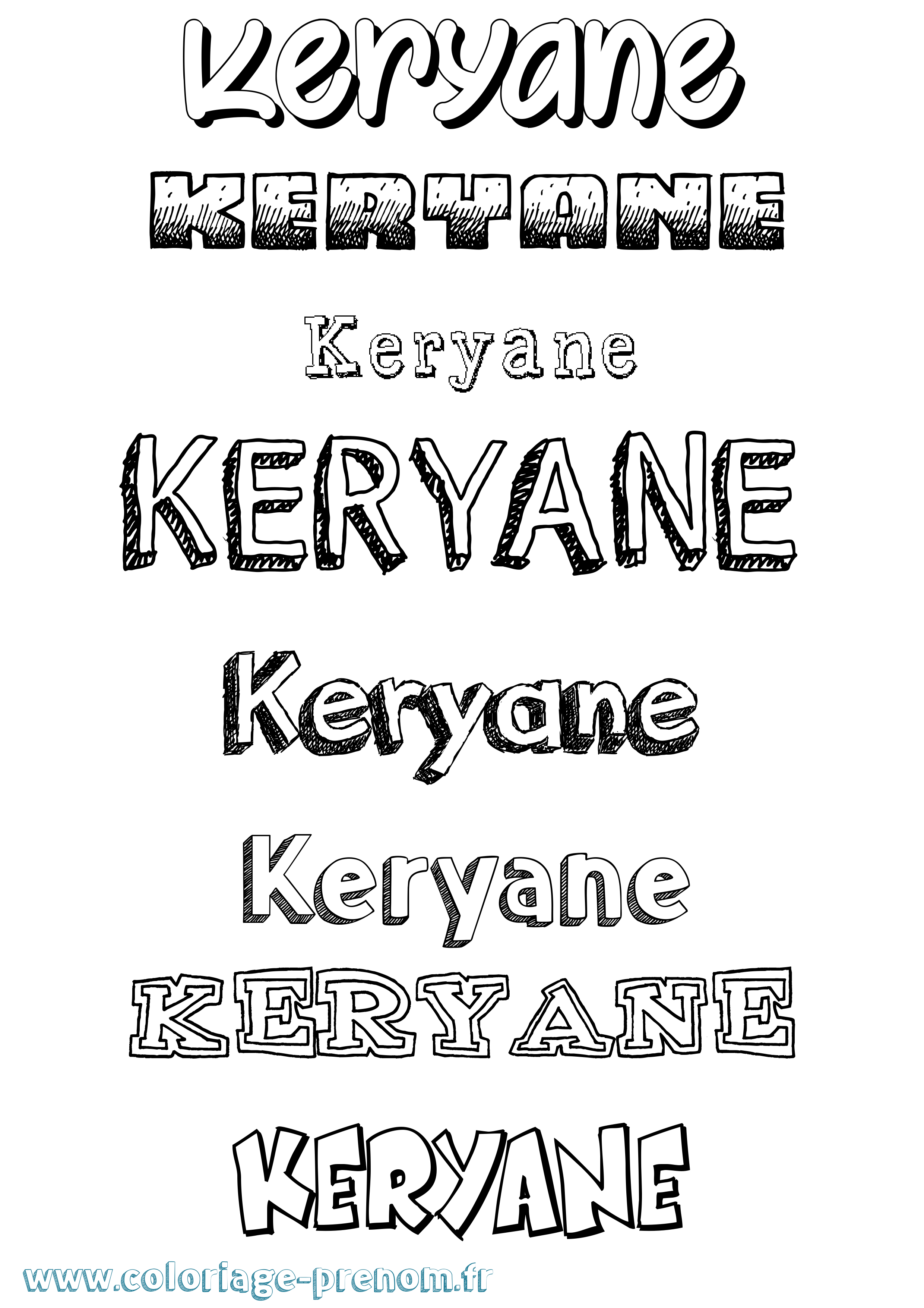 Coloriage Keryane Dessiné Coloriage prénom Keryane Dessiné